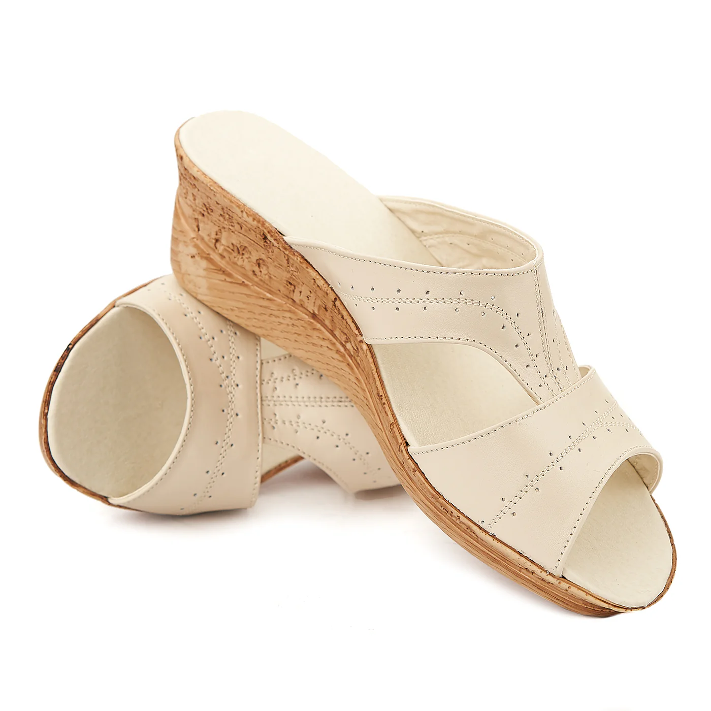 Sandale dama din piele crem cu platforma 2054 - Image 4