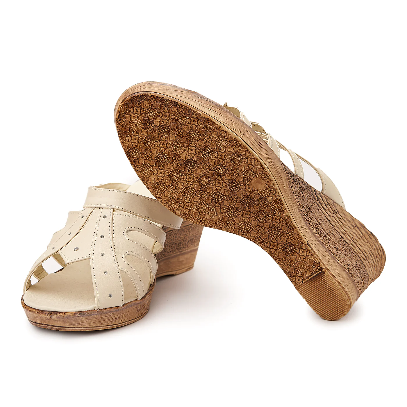 Sandale dama din piele crem cu platforma 2066 - Image 4