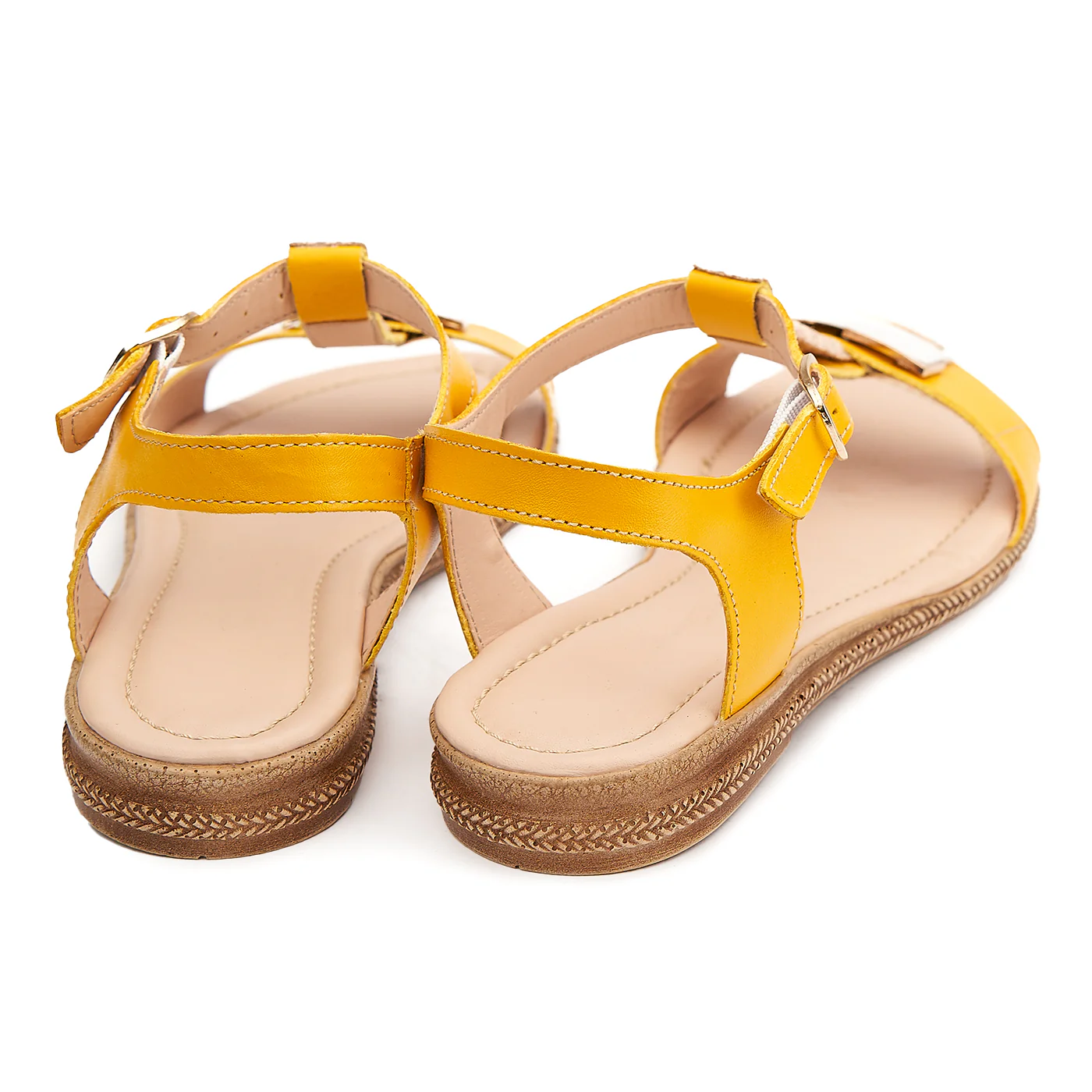 Sandale dama din piele galbena cu toc mic 2170 - Image 2