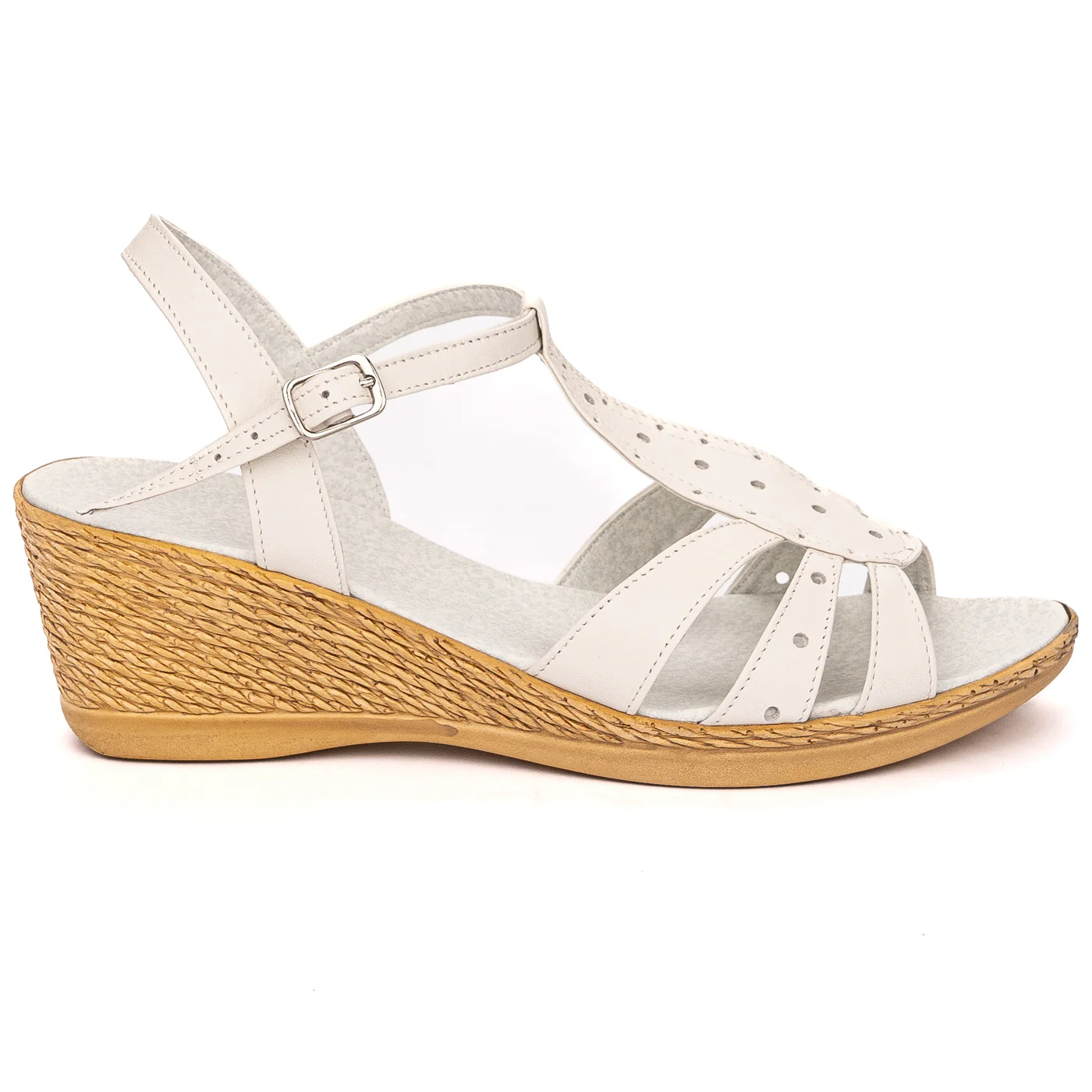 Sandale dama din piele naturala alba 13684