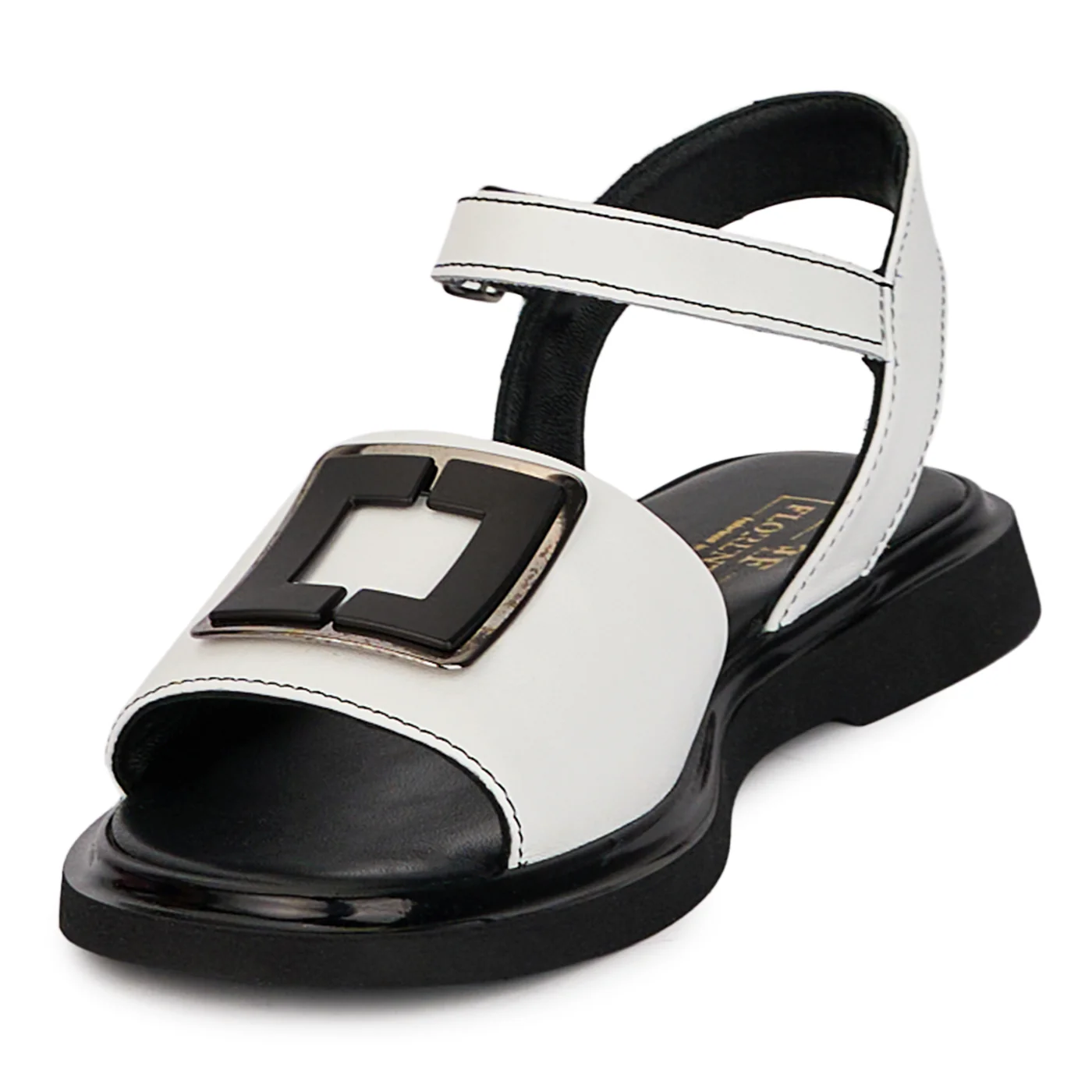 Sandale dama din piele naturala alba cu accesoriu 18401 - Image 3