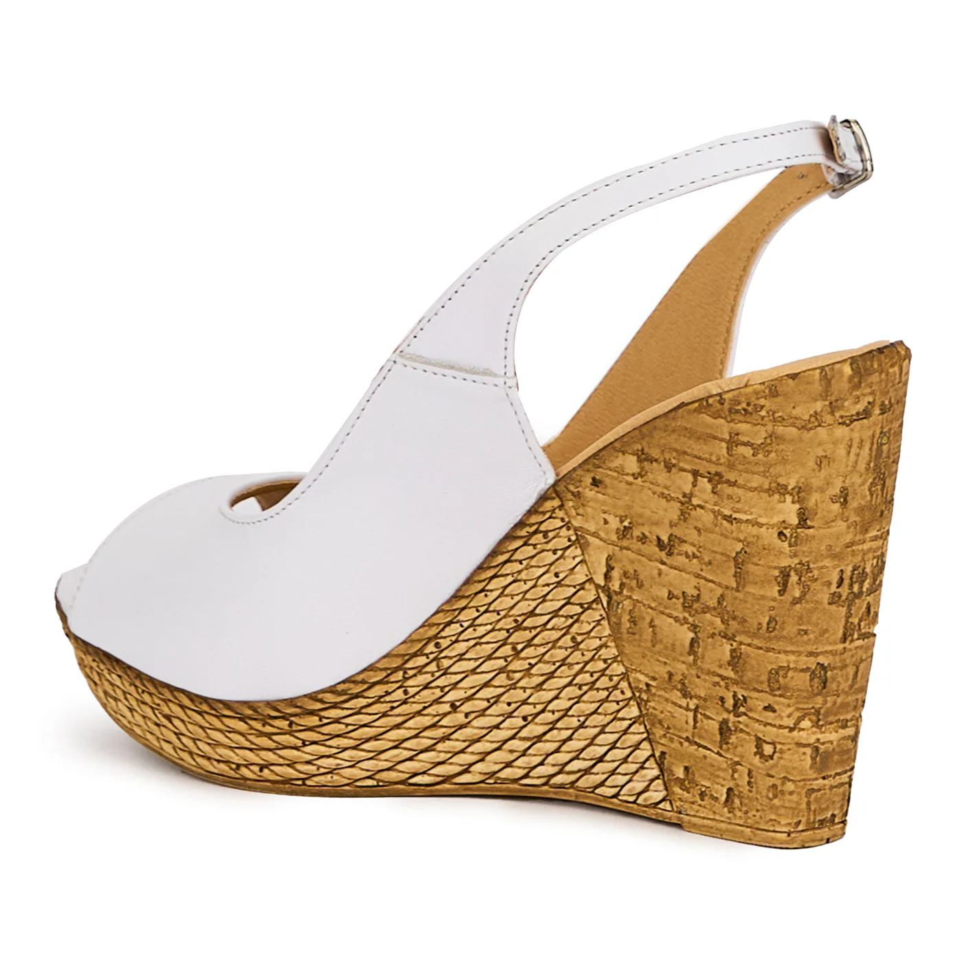 Sandale dama din piele naturala alba cu platforma 10.5 cm 17036 - Image 2