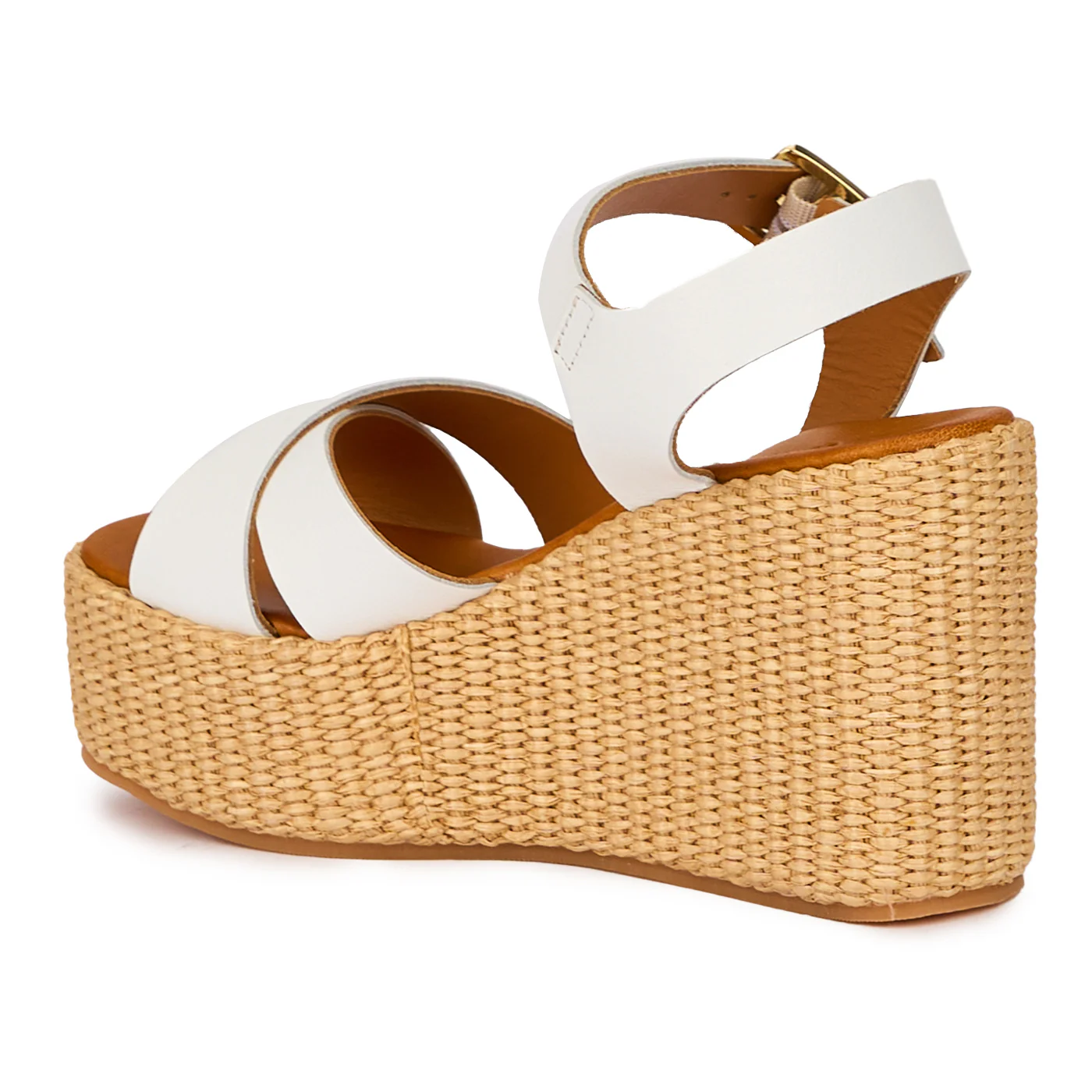 Sandale dama din piele naturala alba cu platforma 10 cm 15341 - Image 2