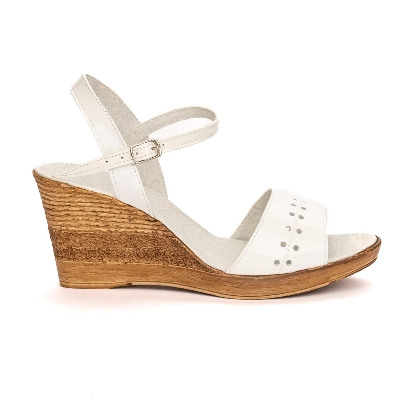 Sandale dama din piele naturala alba cu platforma 13340