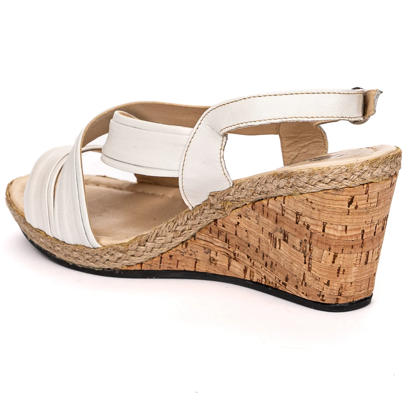 Sandale dama din piele naturala alba cu platforma 13603 - Image 2