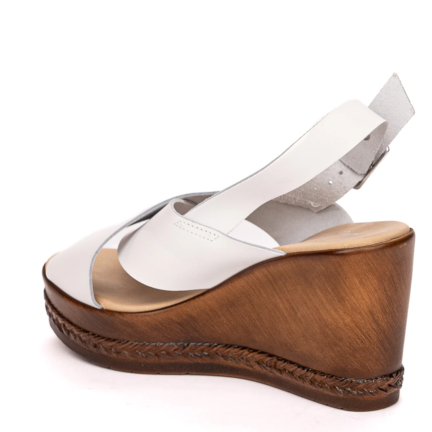 Sandale dama din piele naturala alba cu platforma 13606 - Image 2