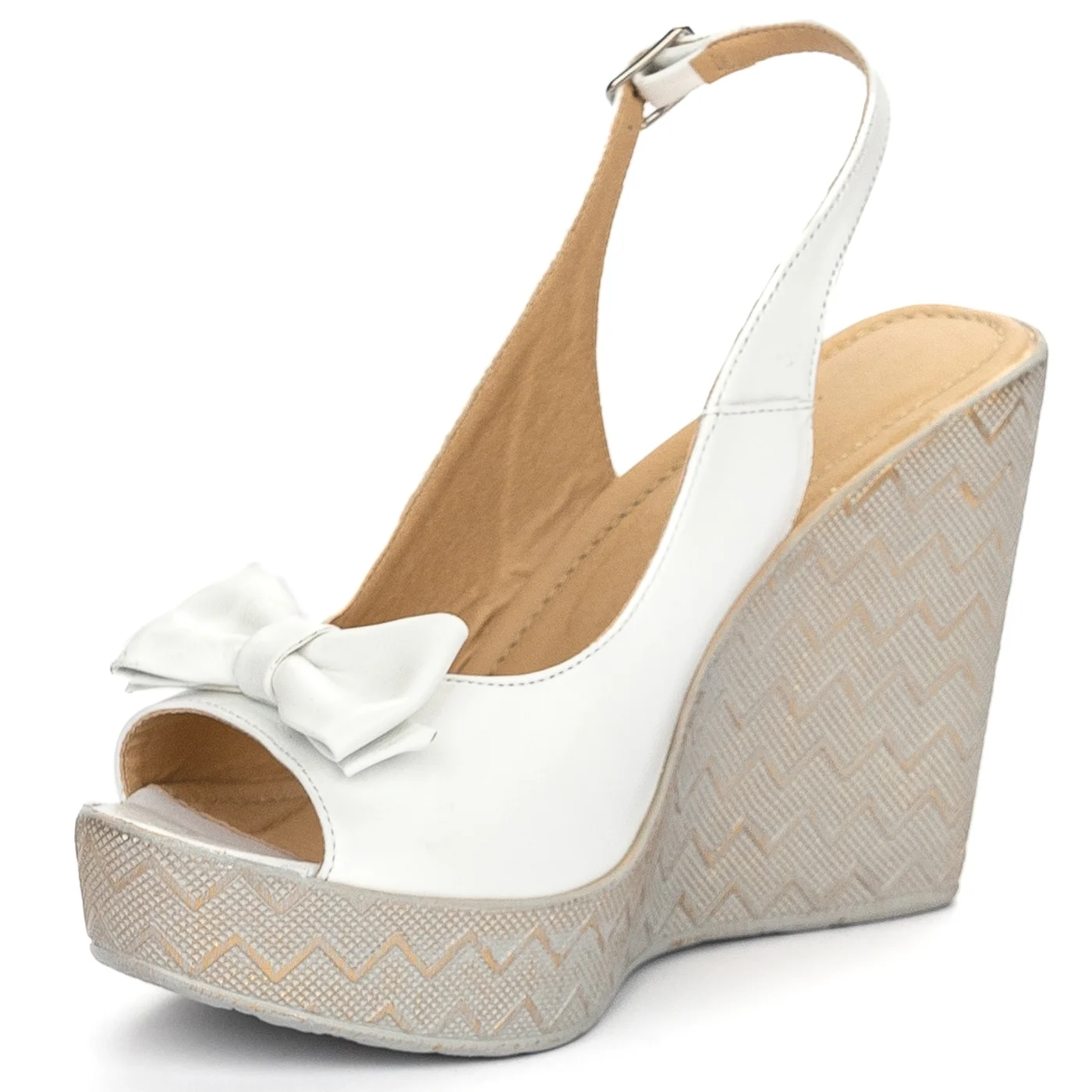 Sandale dama din piele naturala alba cu platforma 13873 - Image 3