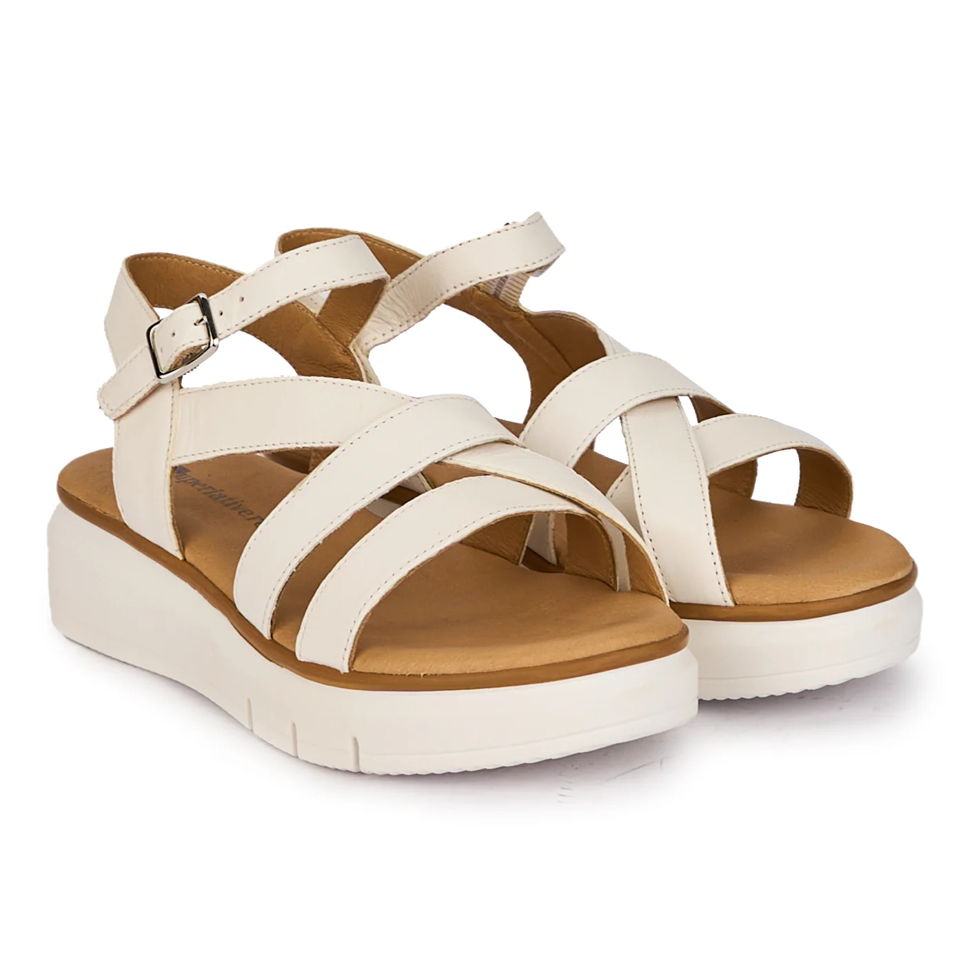 Sandale dama din piele naturala alba cu platforma 18255 - Image 4