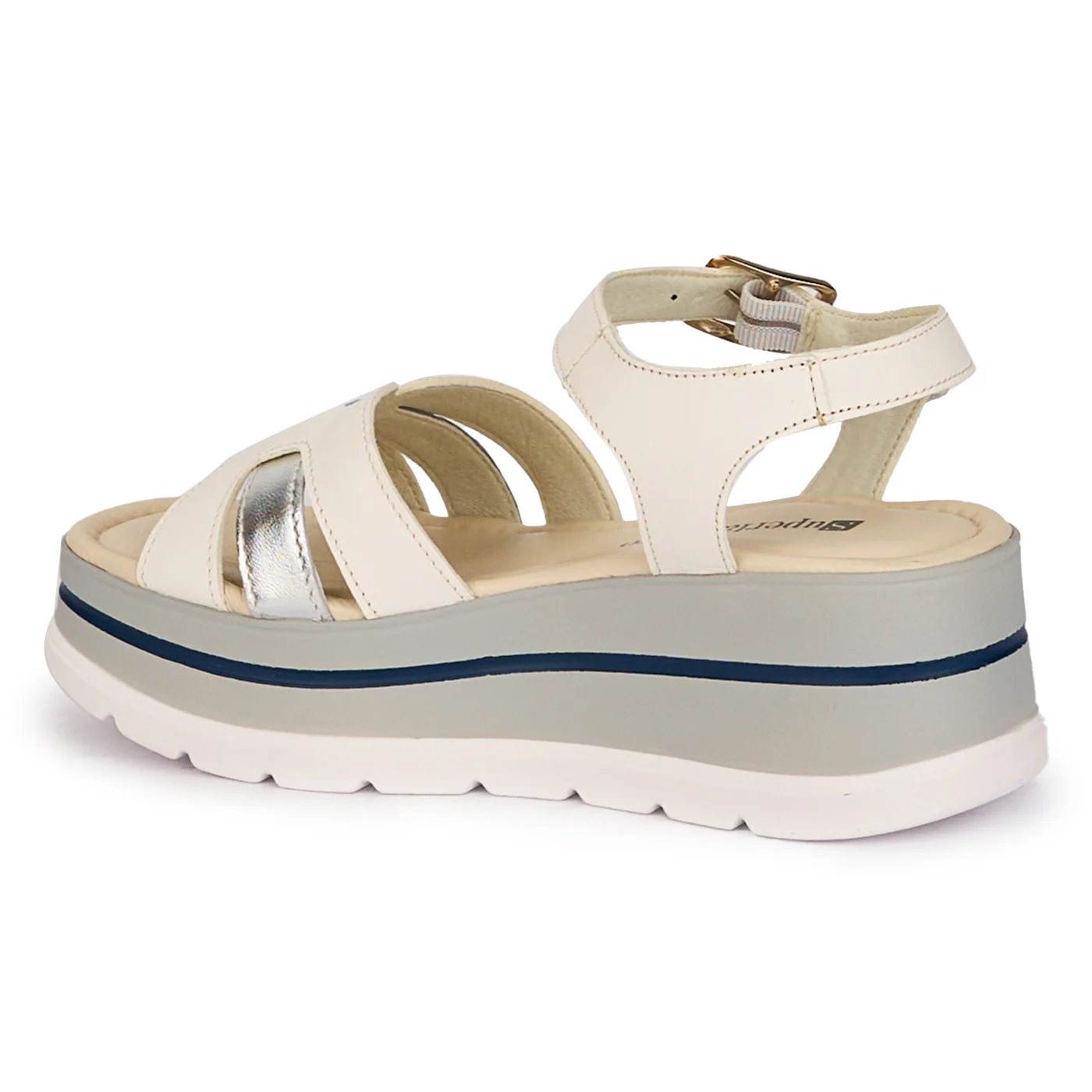 Sandale dama din piele naturala alba cu platforma 6 cm 18261 - Image 2