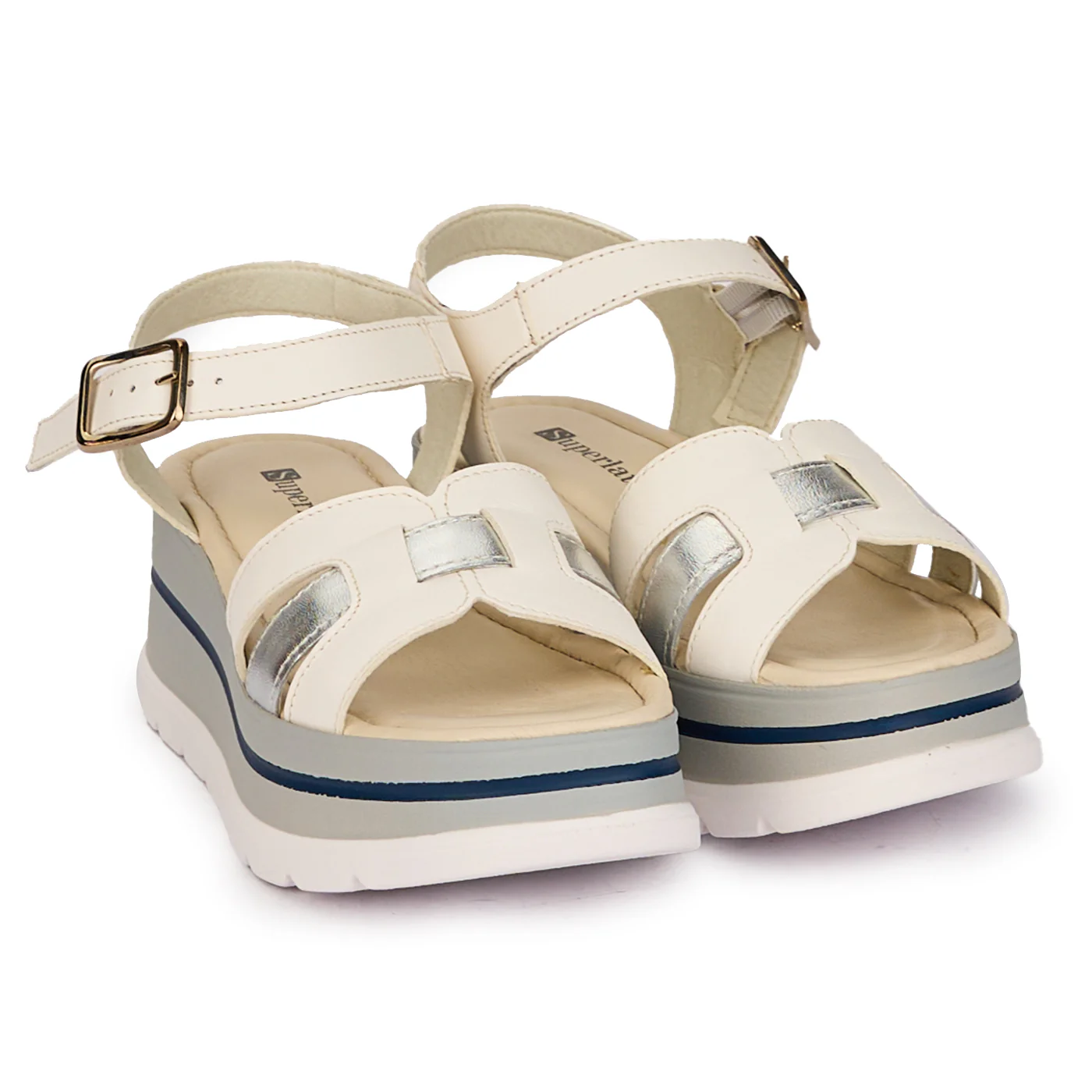 Sandale dama din piele naturala alba cu platforma 6 cm 18261 - Image 4