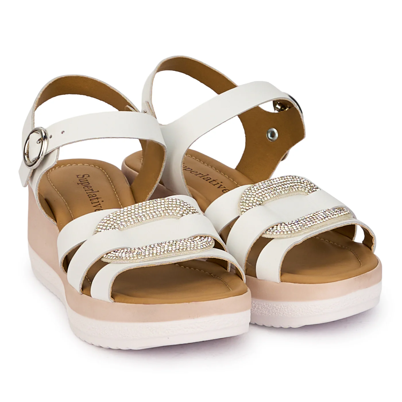 Sandale dama din piele naturala alba cu platforma 6 cm 18350 - Image 4