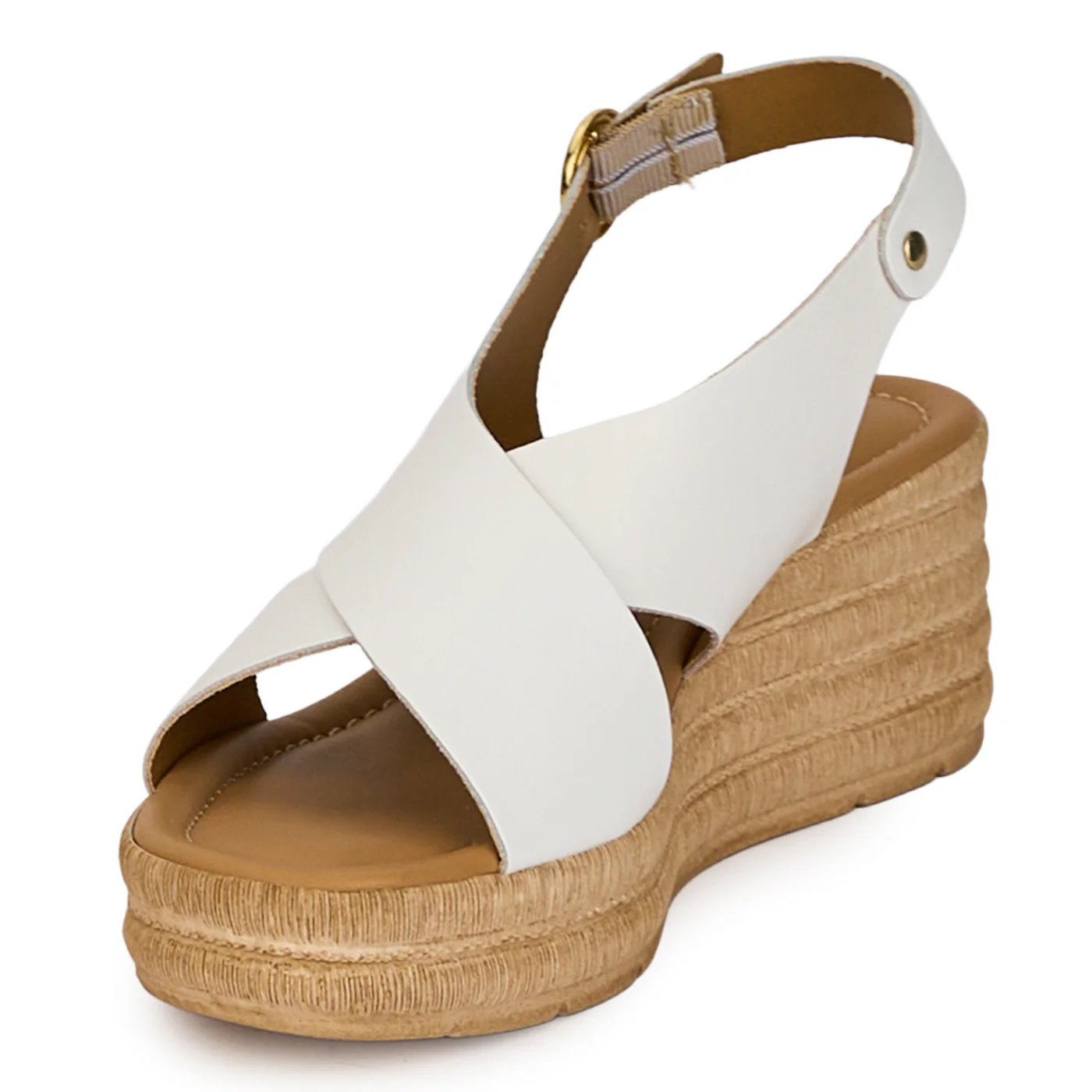 Sandale dama din piele naturala alba cu platforma 6 cm 18352 - Image 3
