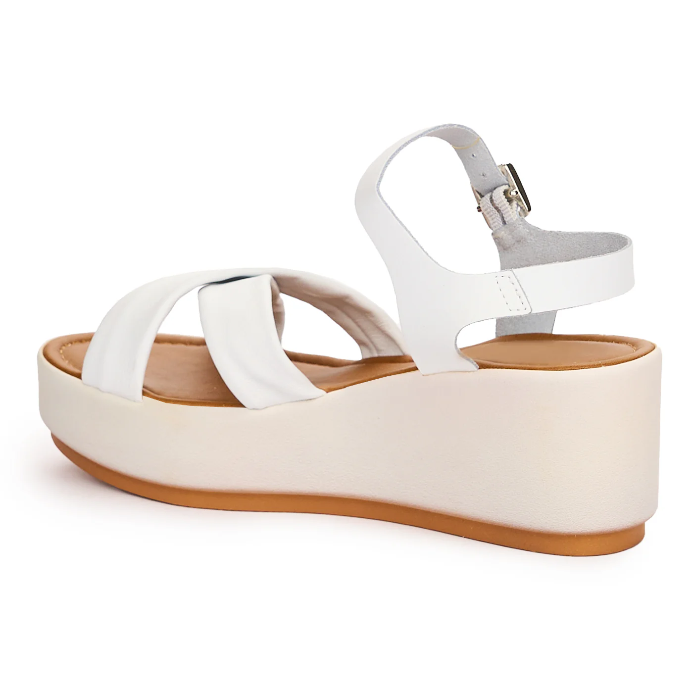 Sandale dama din piele naturala alba cu talpa inalta 13739 - Image 6