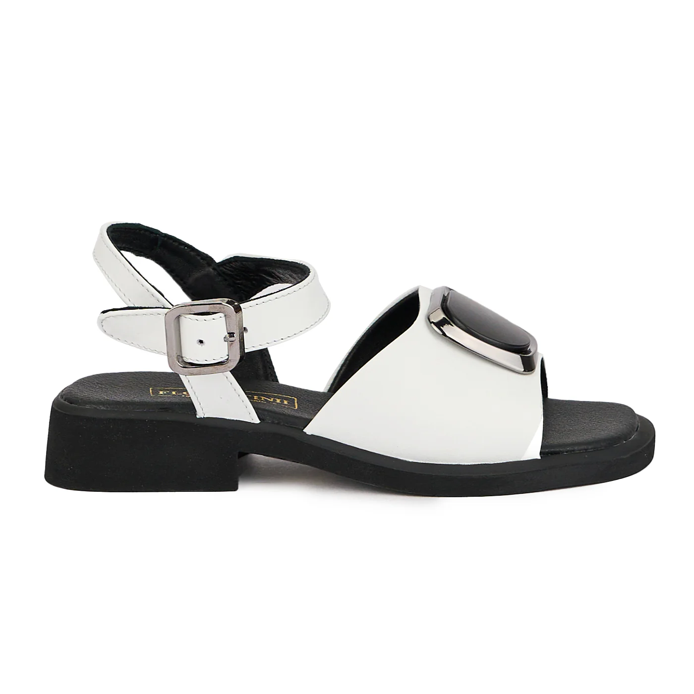 Sandale dama din piele naturala alba cu talpa joasa 16336 - Image 2