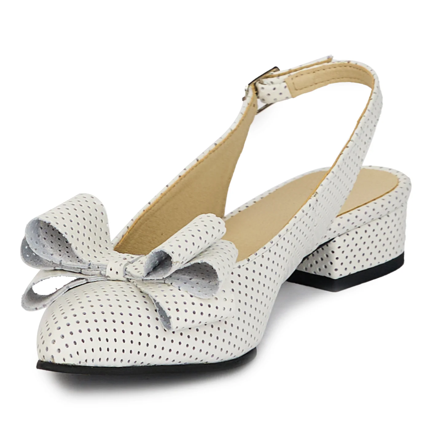 Sandale dama din piele naturala alba cu toc mic 3 cm 18175 - Image 3