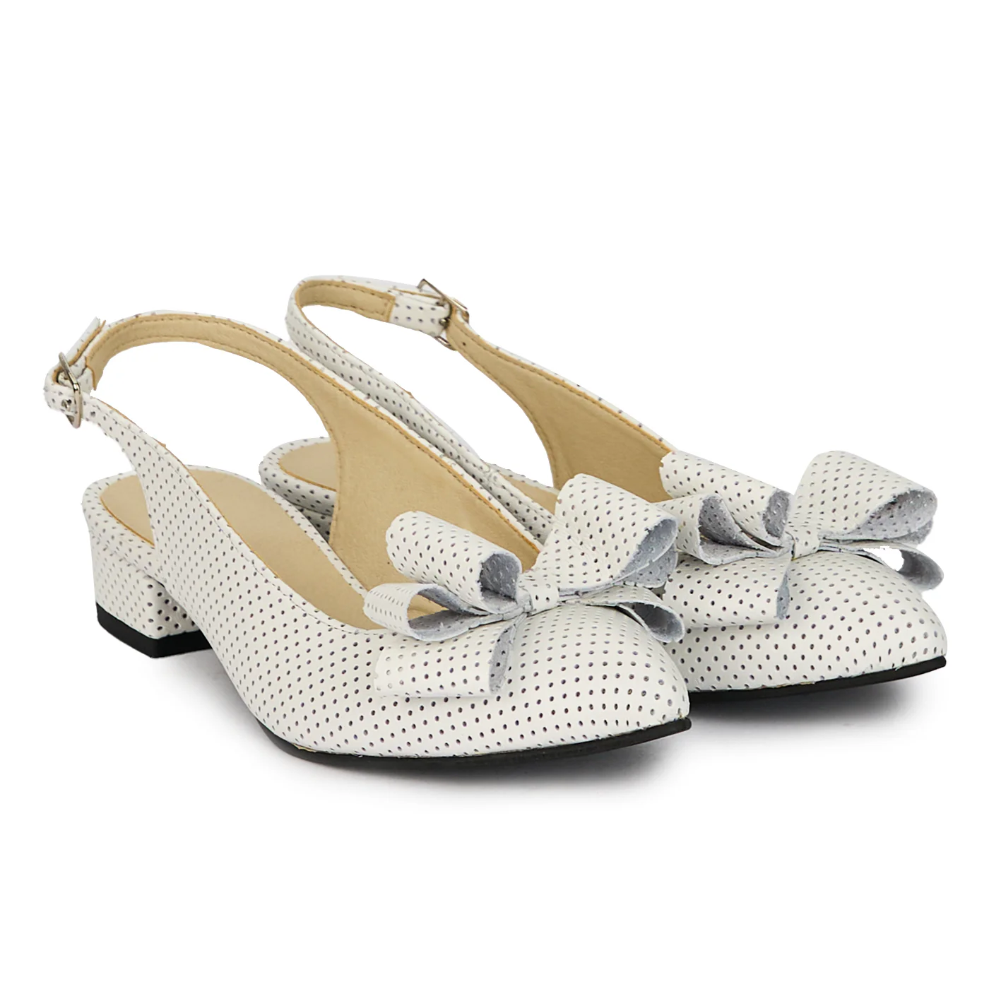 Sandale dama din piele naturala alba cu toc mic 3 cm 18175 - Image 4