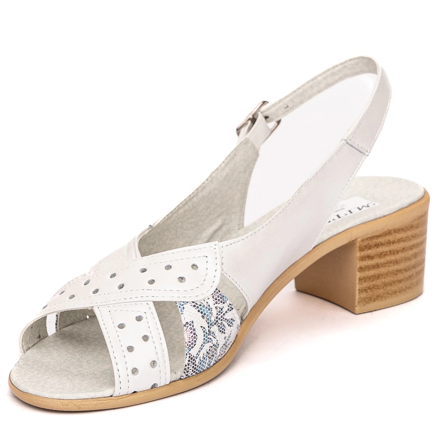Sandale dama din piele naturala alba toc 5 cm 13693 - Image 3