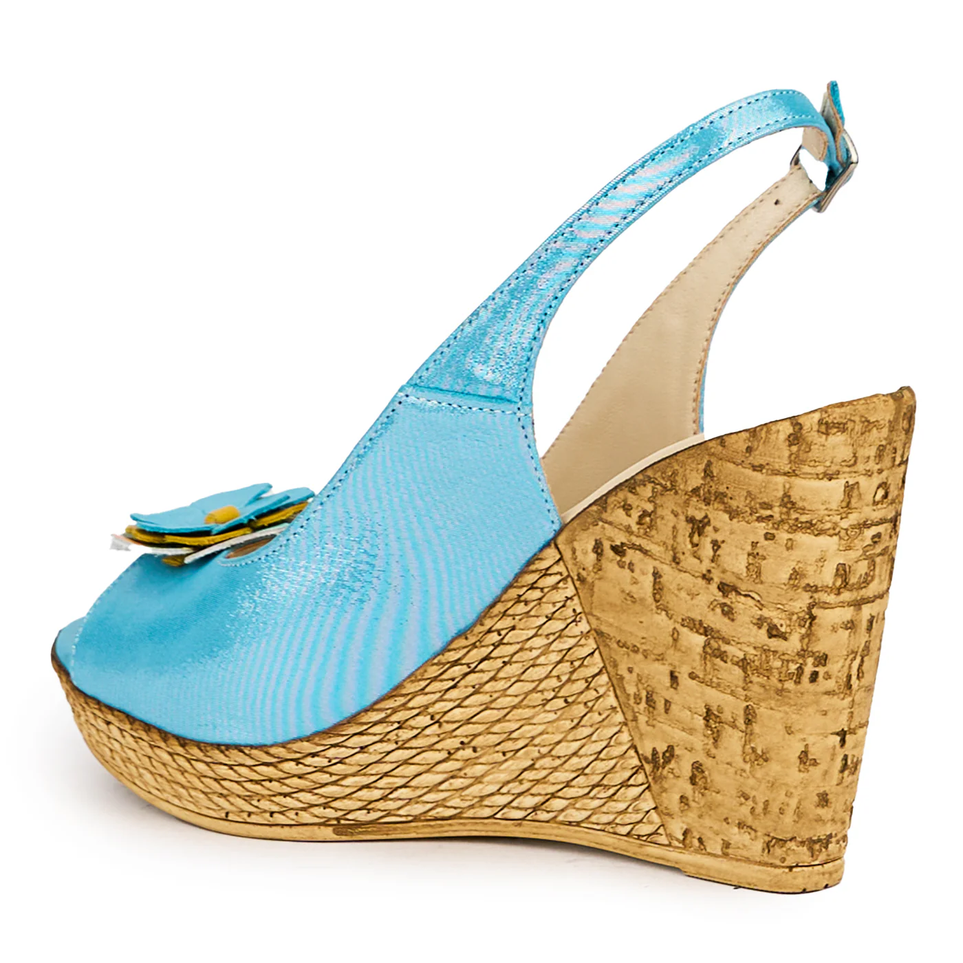Sandale dama din piele naturala albastra cu platforma 10.5 cm 16238 - Image 2