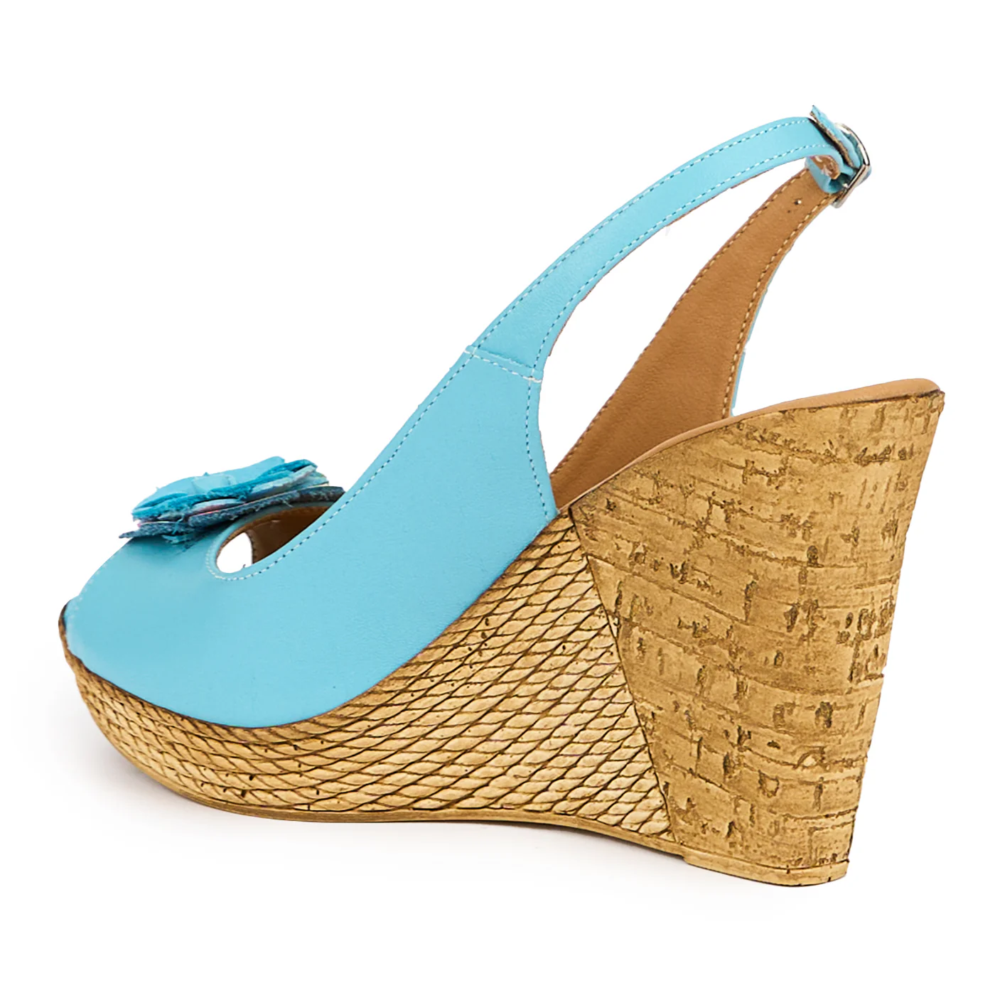 Sandale dama din piele naturala albastra cu platforma 10 cm 15150 - Image 2