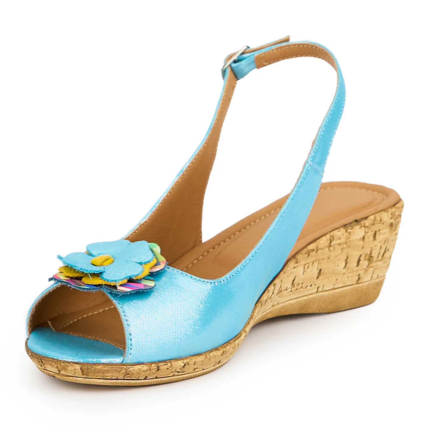 Sandale dama din piele naturala albastru cu platforma 5 cm 15152 - Image 3