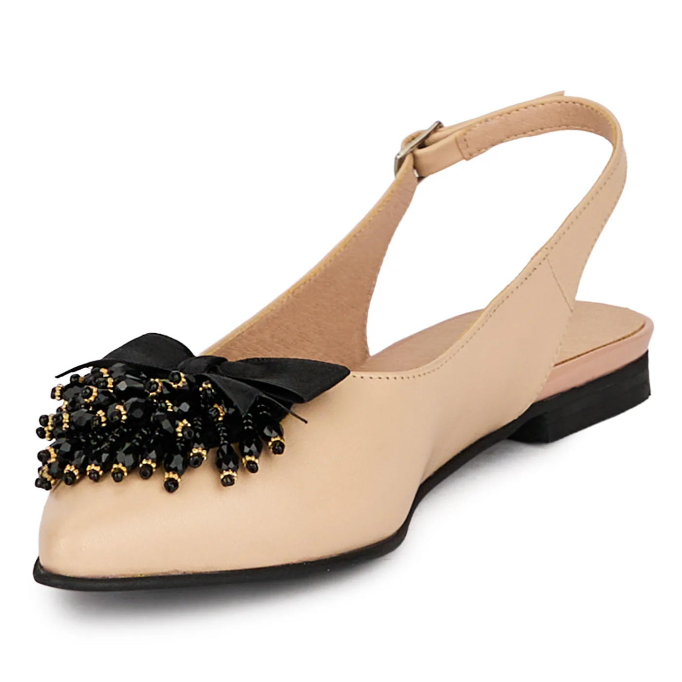 Sandale dama din piele naturala bej cu accesoriu 18546 - Image 3