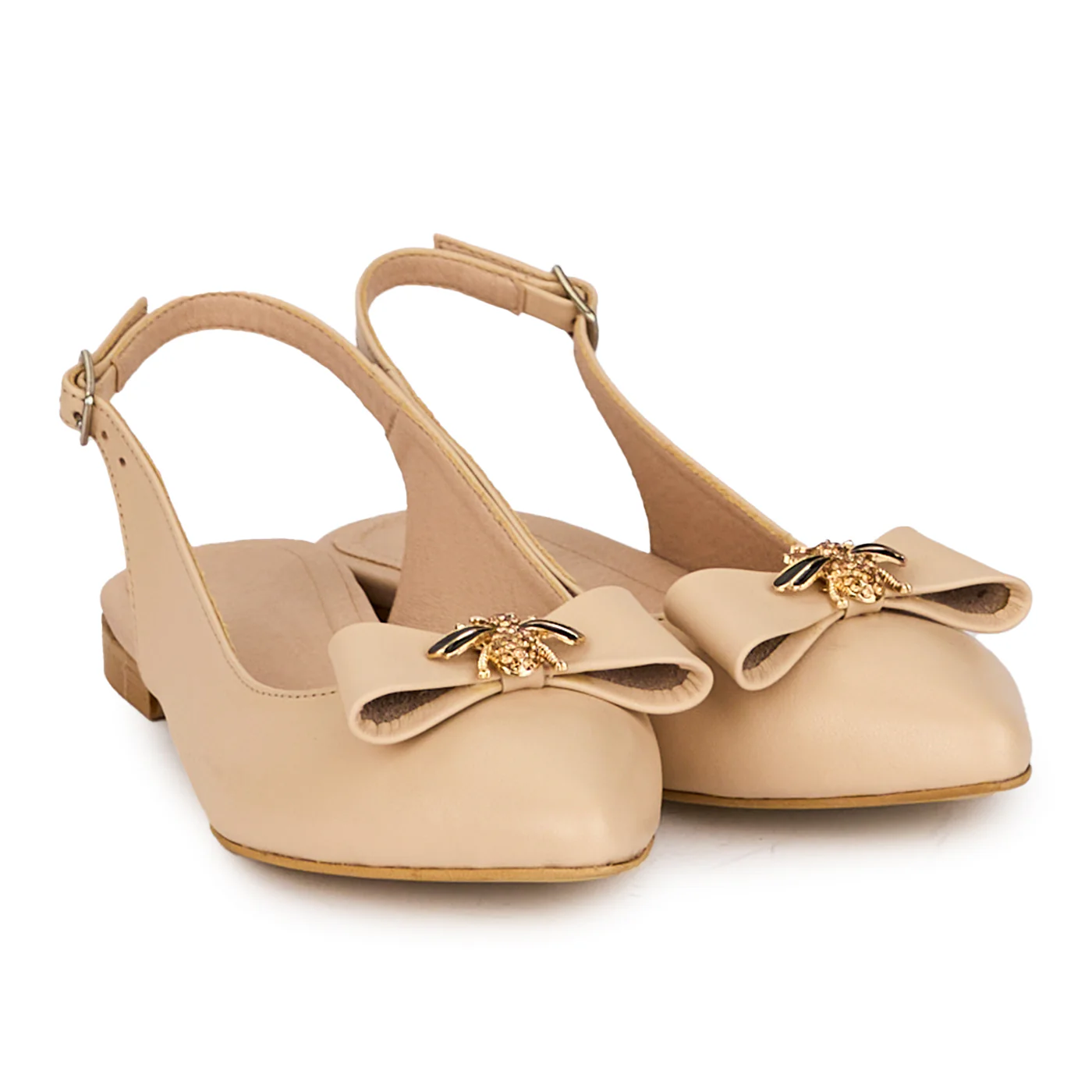 Sandale dama din piele naturala bej cu accesoriu metalic 18649 - Image 4
