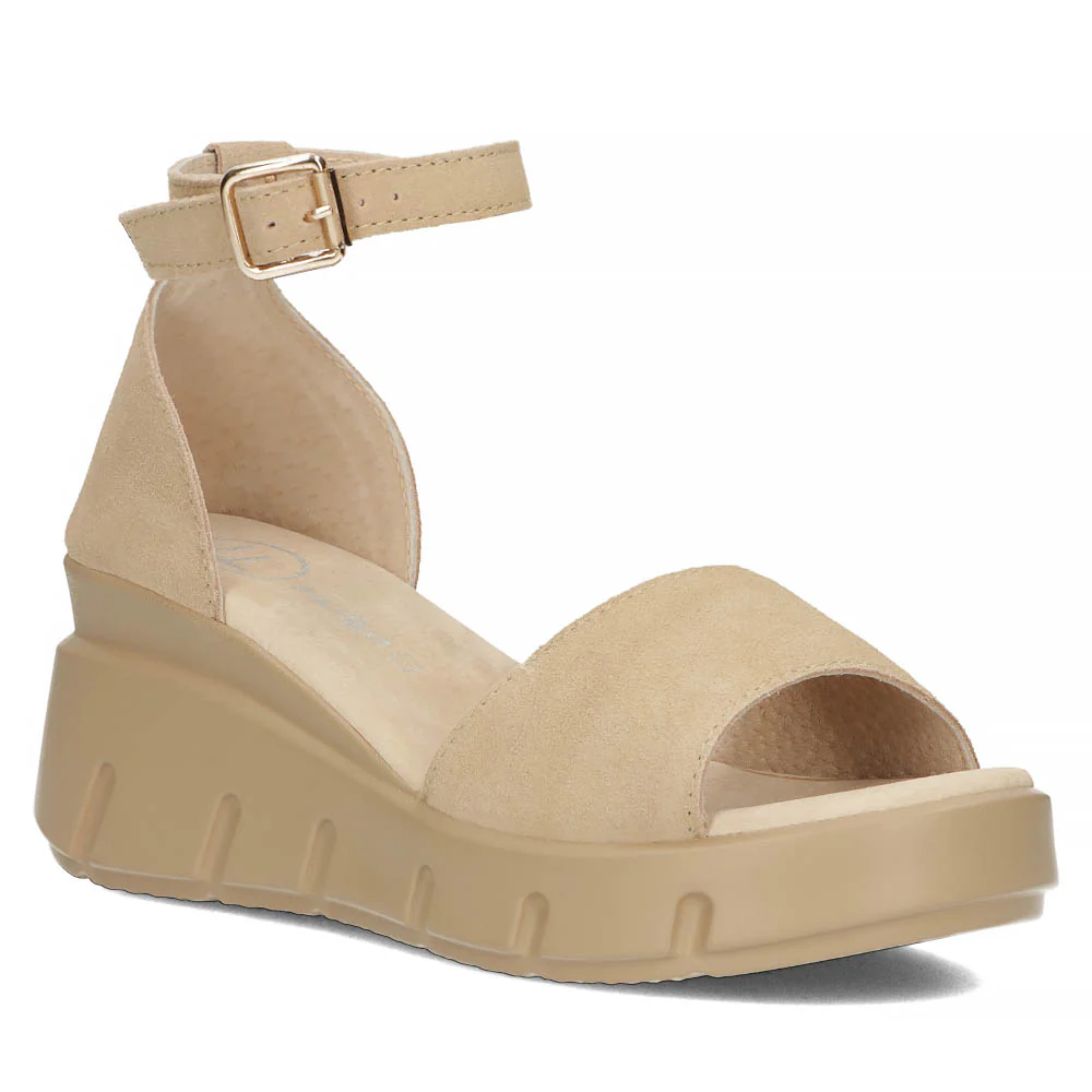 Sandale dama din piele naturala bej cu platforma 13310 - Image 3