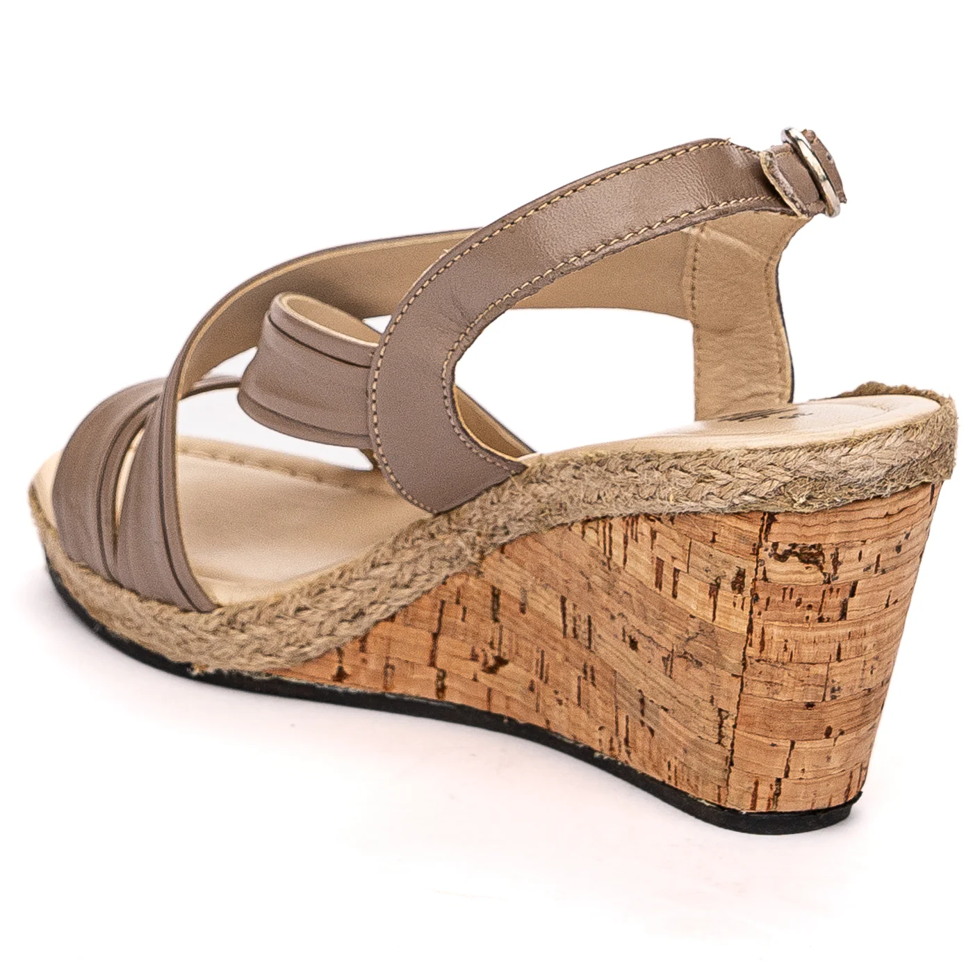 Sandale dama din piele naturala bej cu platforma 13604 - Image 2