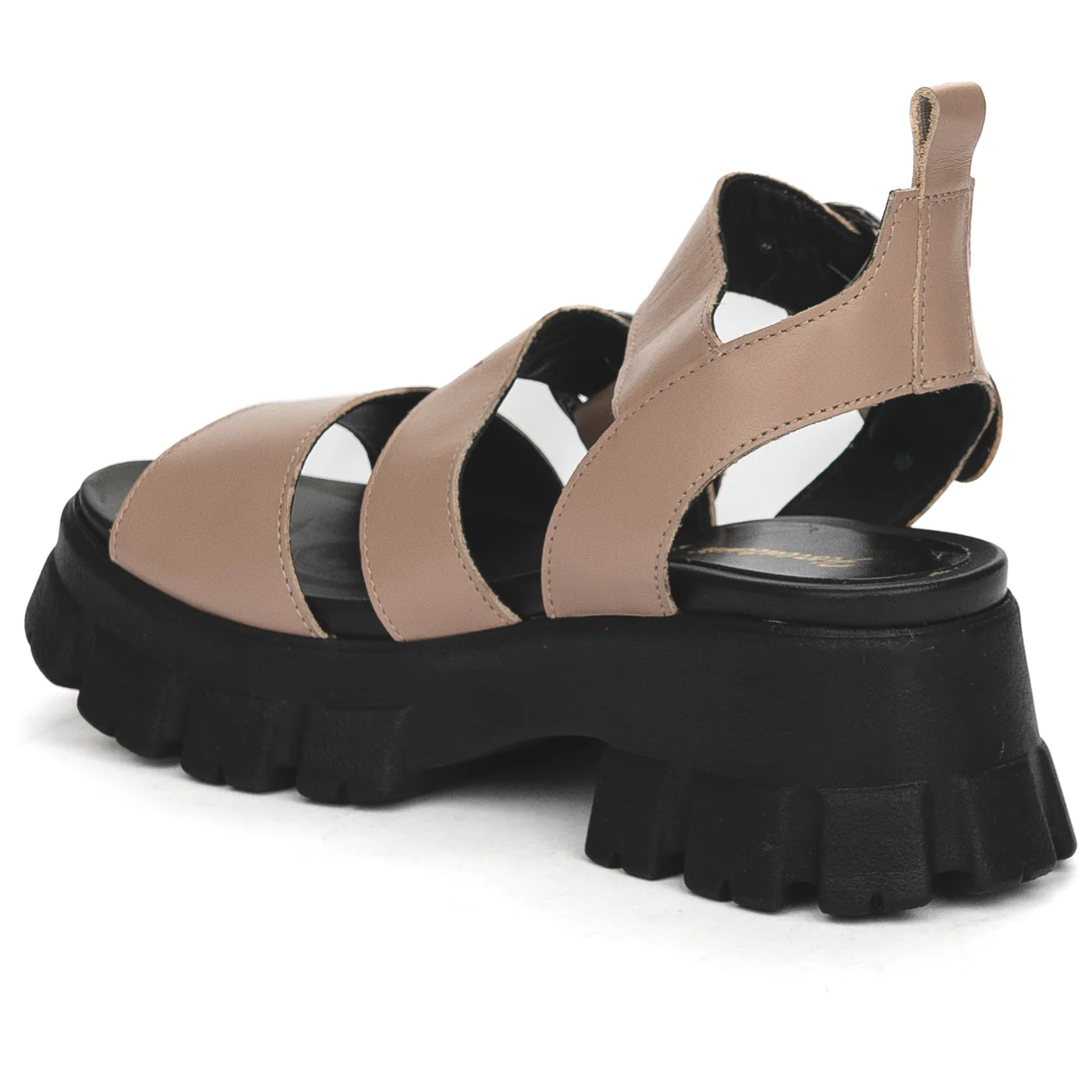 Sandale dama din piele naturala bej cu platforma 13865 - Image 2