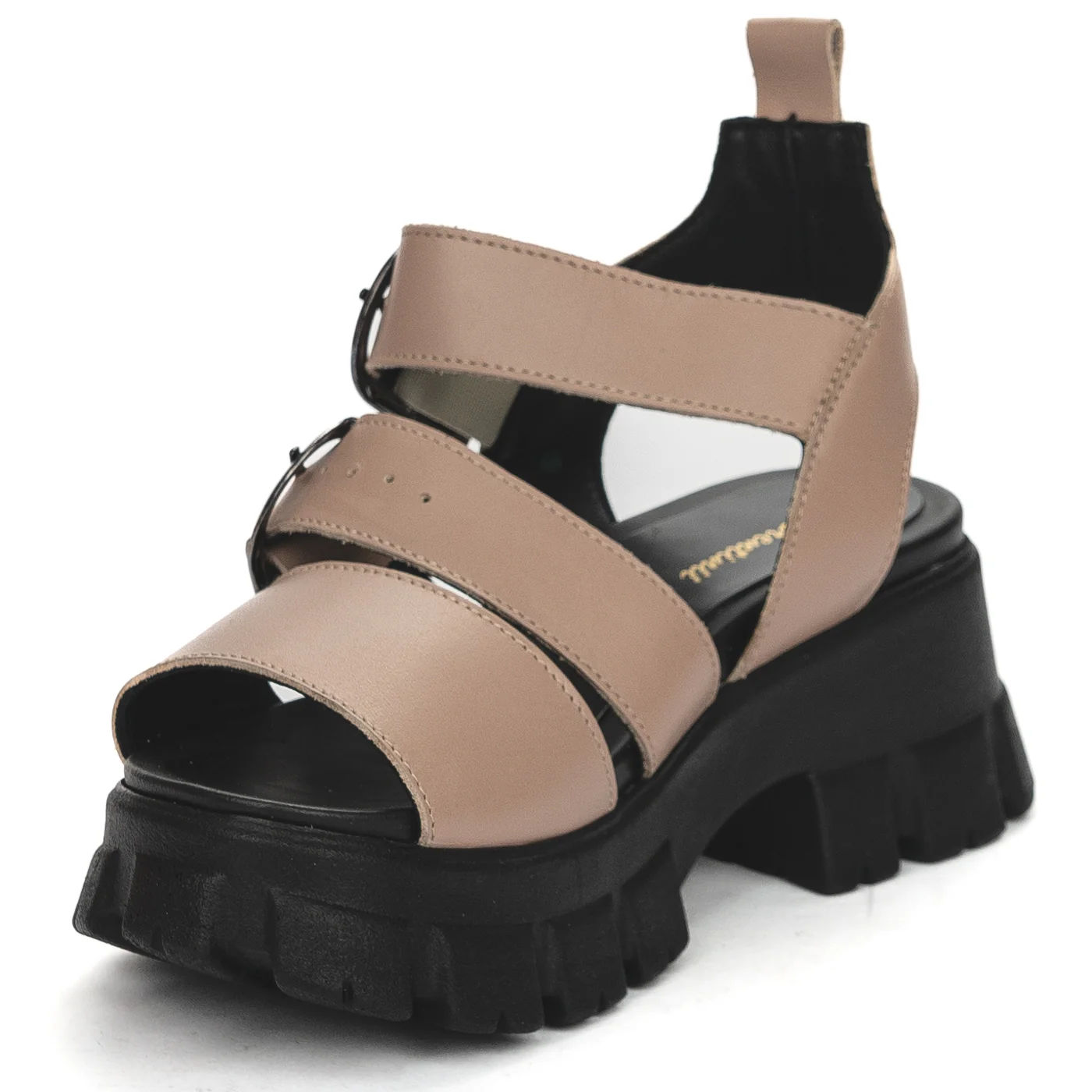 Sandale dama din piele naturala bej cu platforma 13865 - Image 3