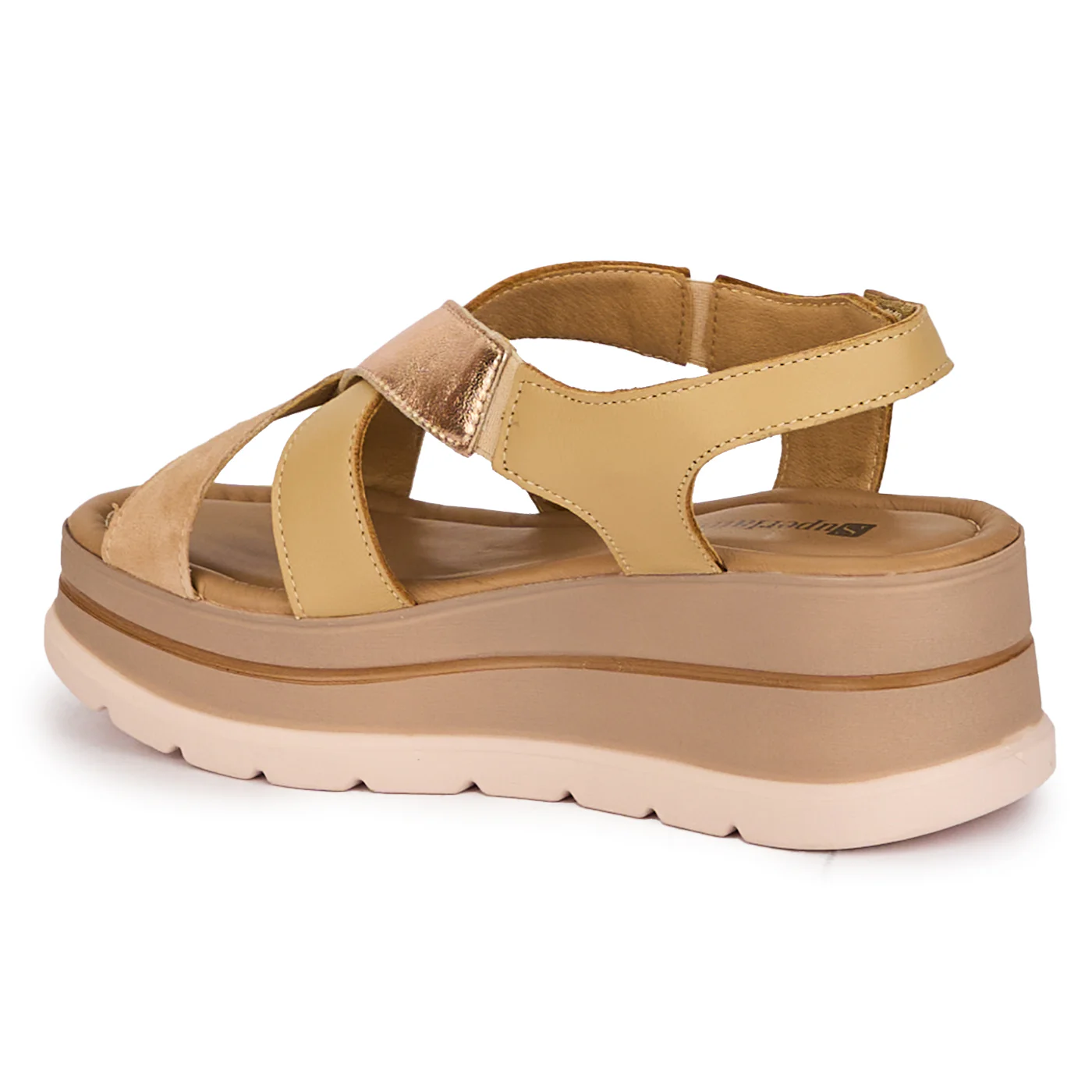 Sandale dama din piele naturala bej cu platforma 6 cm 18269 - Image 2