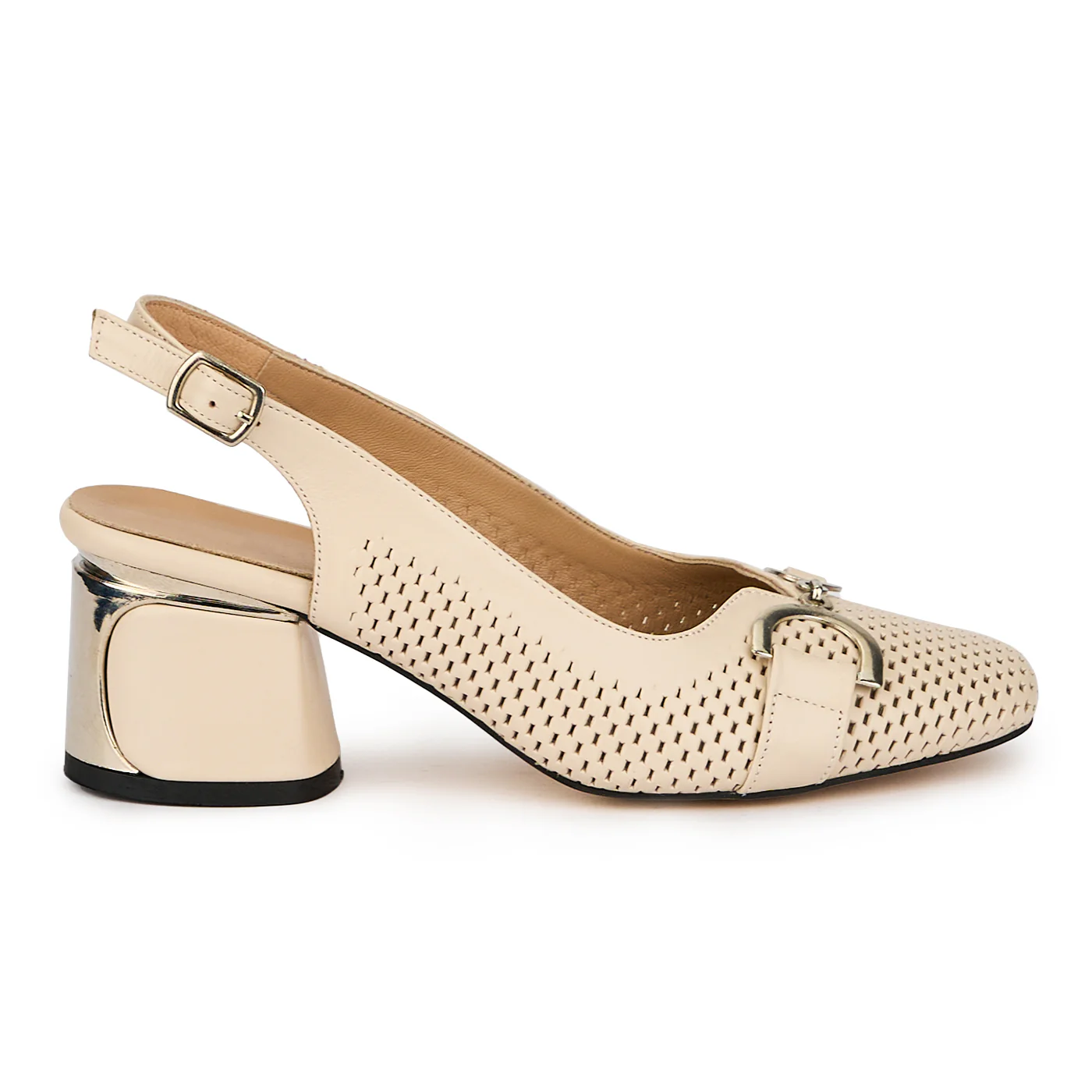 Sandale dama din piele naturala bej cu toc gros 6 cm 15645