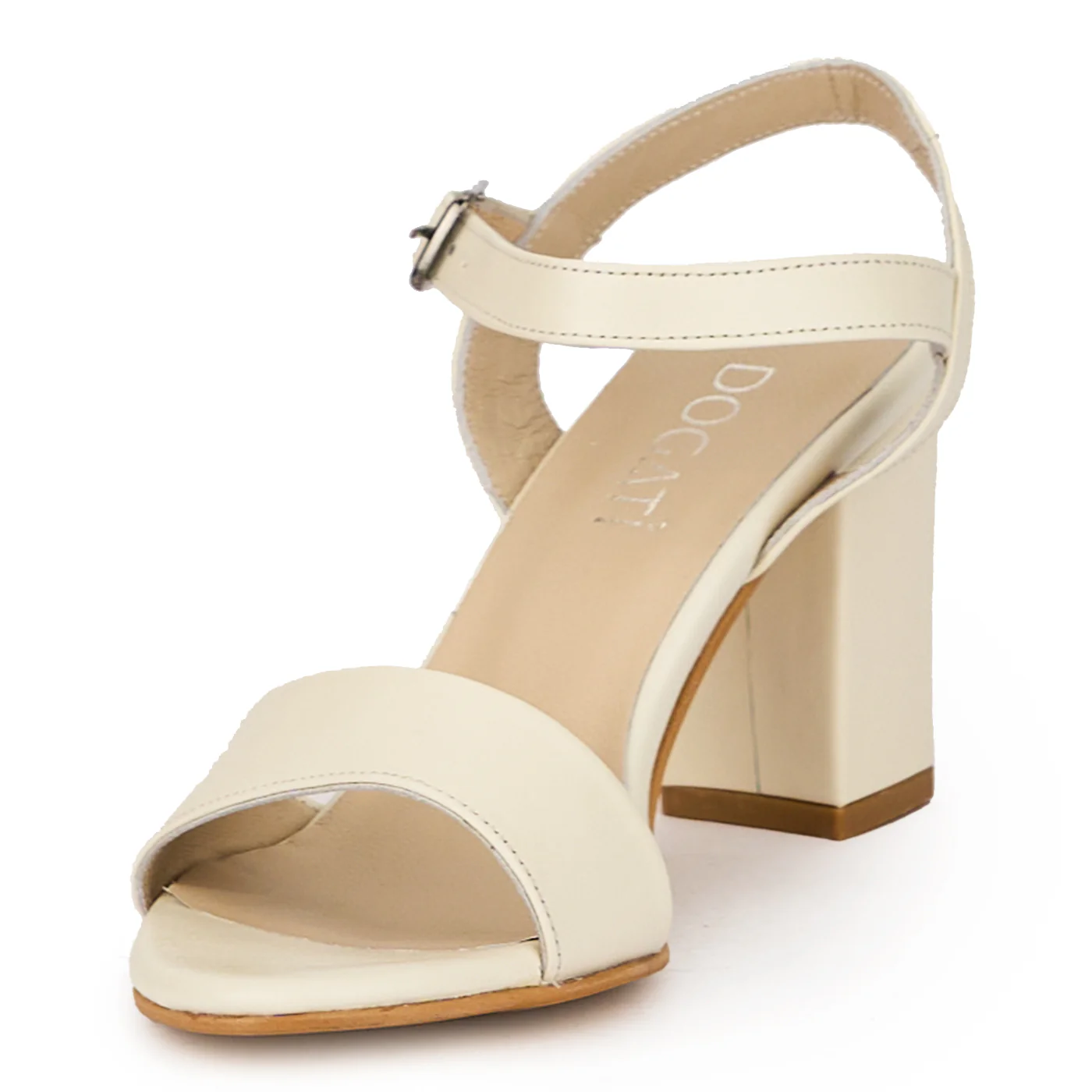 Sandale dama din piele naturala bej cu toc gros 7.5 cm 15906 - Image 3