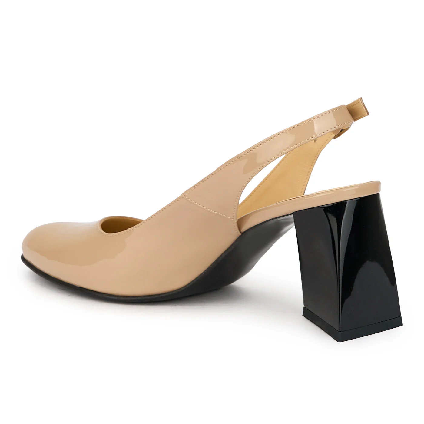 Sandale dama din piele naturala bej cu toc gros 8 cm 15715 - Image 2