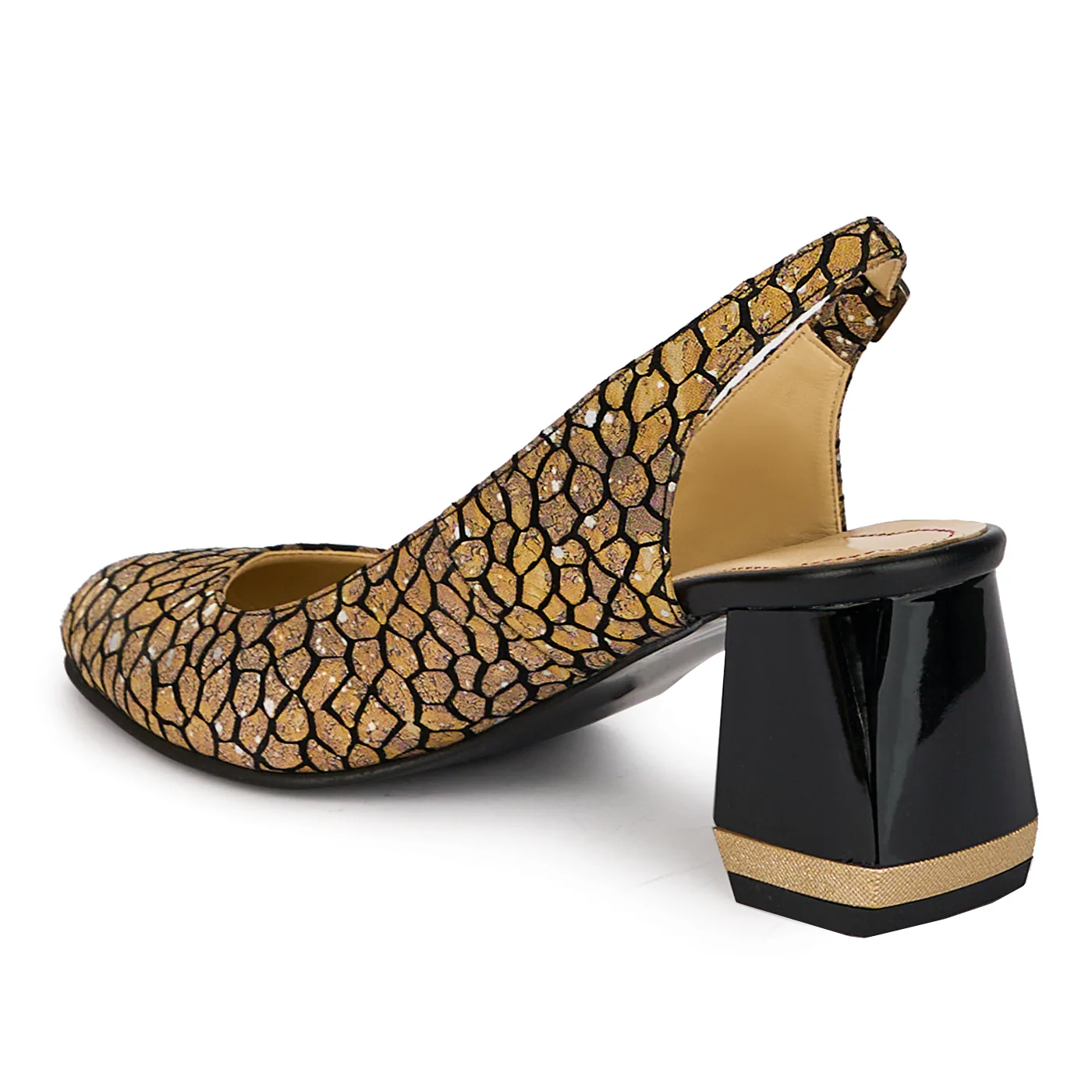 Sandale dama din piele naturala bej cu toc gros 8 cm 18067 - Image 2