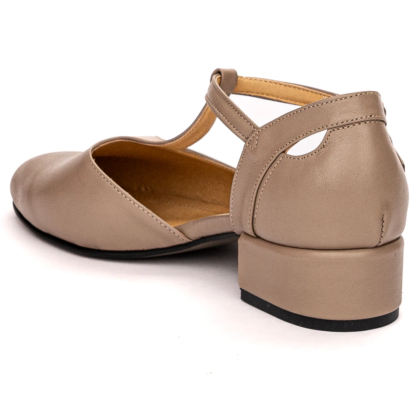 Sandale dama din piele naturala bej cu toc mic 4 cm 13649 - Image 2
