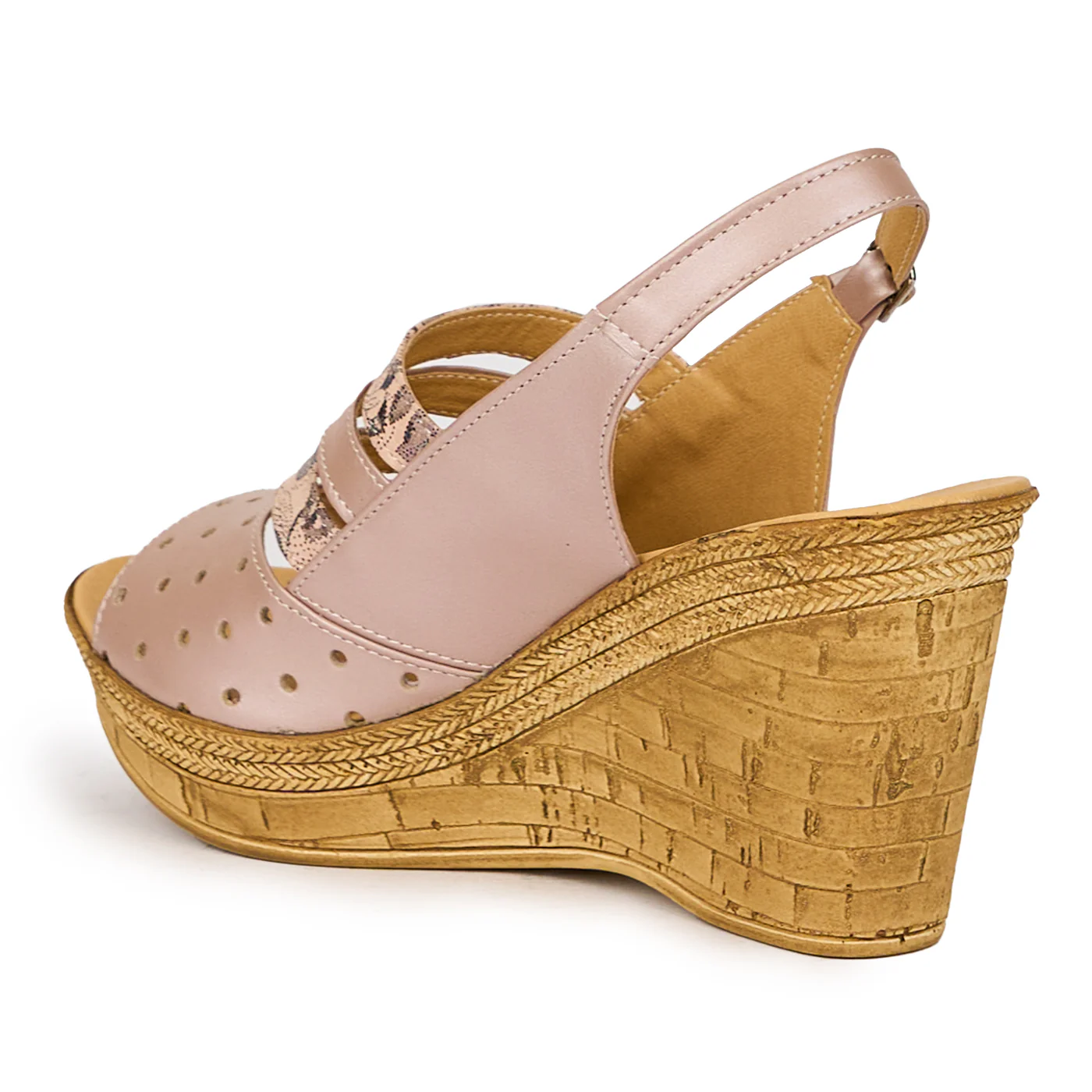 Sandale dama din piele naturala bej-nude sidef cu platforma 15875 - Image 2