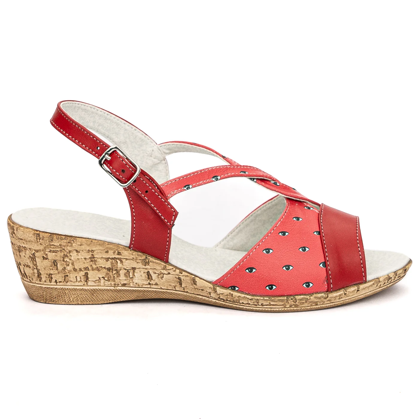 Sandale dama din piele naturala rosie 13714