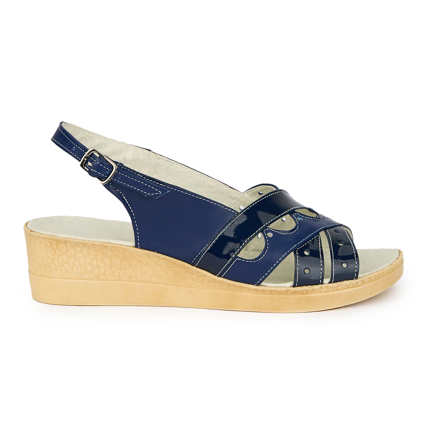 Sandale dama din piele naturala bleumarin 15581