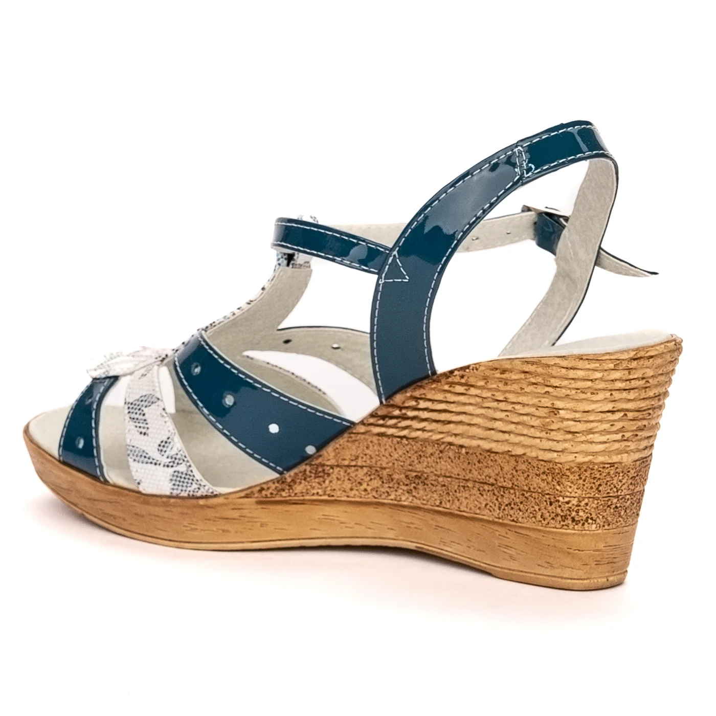 Sandale dama din piele naturala bleumarin cu platforma 13342 - Image 2