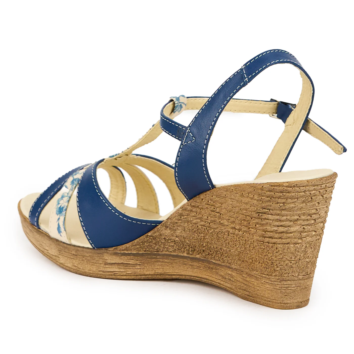 Sandale dama din piele naturala bleumarin cu platforma 14907 - Image 2