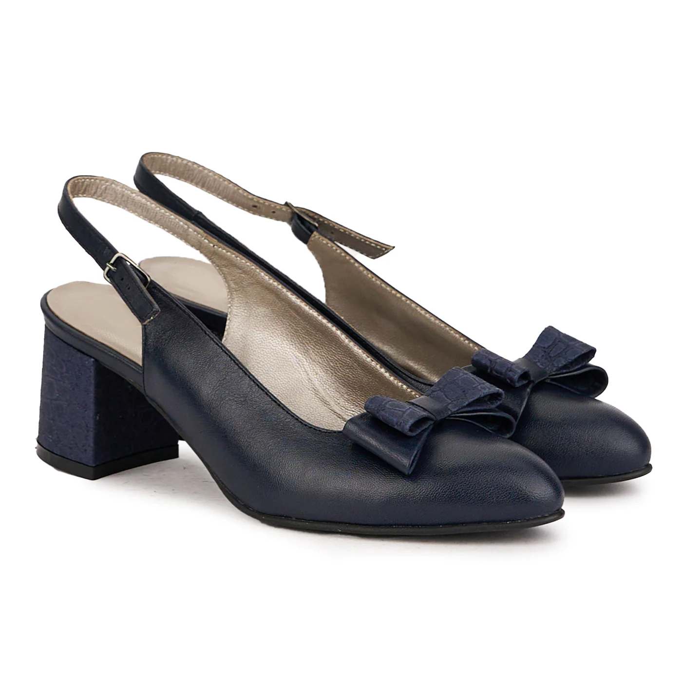 Sandale dama din piele naturala bleumarin cu toc gros 6 cm 16777 - Image 4
