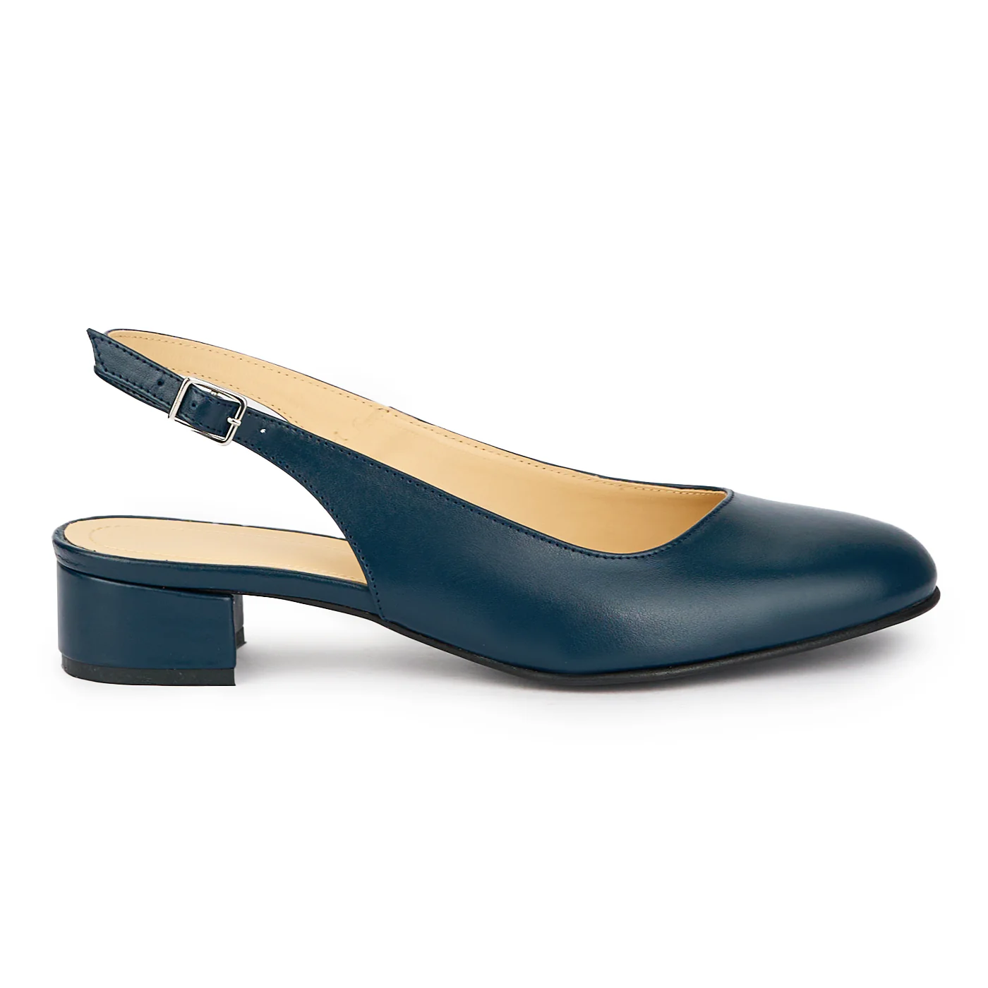 Sandale dama din piele naturala bleumarin cu toc mic 3.5 cm 15575