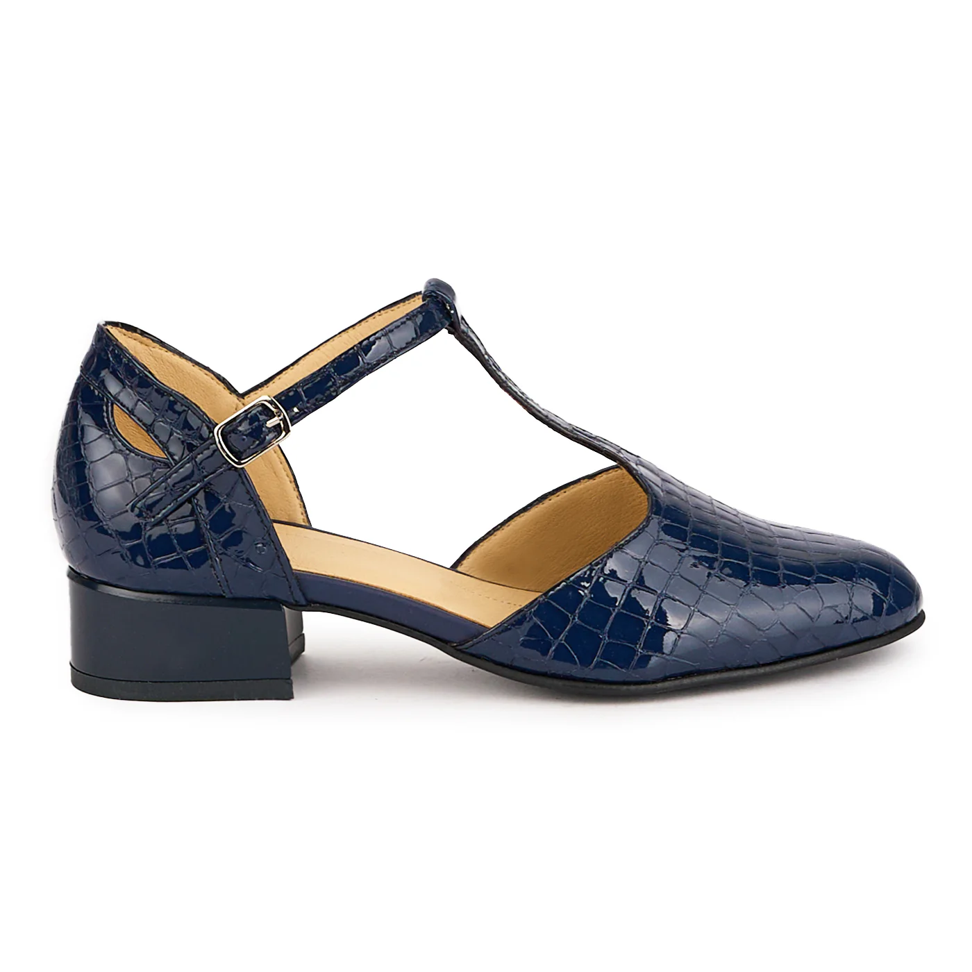 Sandale dama din piele naturala bleumarin cu toc mic 3.5 cm 16673