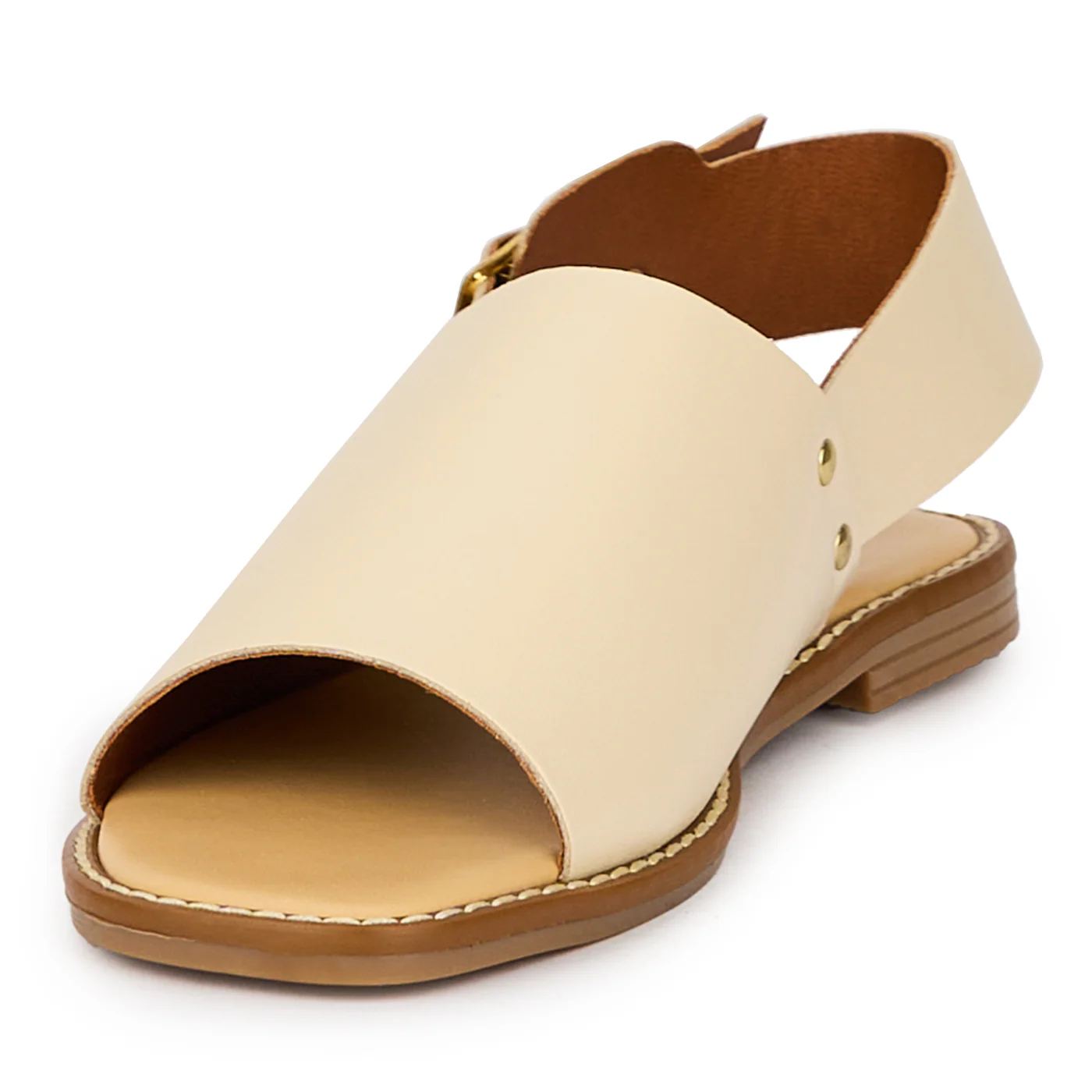 Sandale dama din piele naturala crem 15379 - Image 3