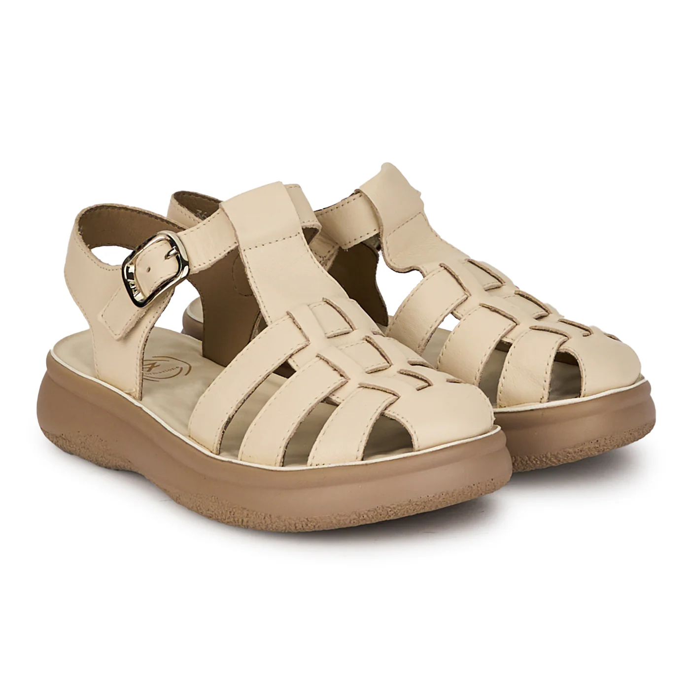 Sandale dama din piele naturala crem 18205 - Image 4