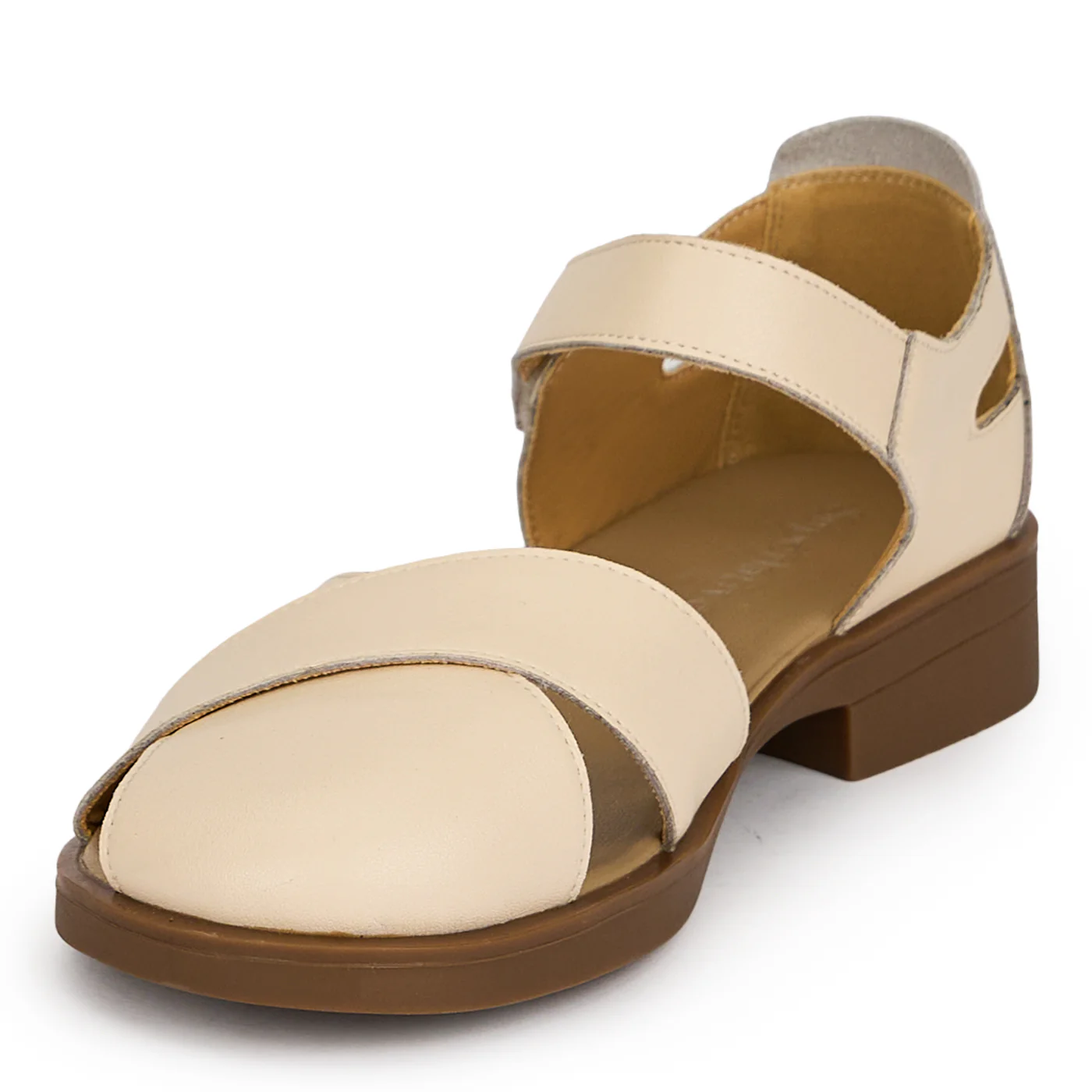 Sandale dama din piele naturala crem 19602 - Image 3