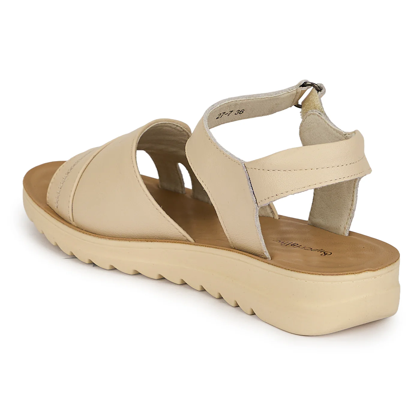 Sandale dama din piele naturala crem 19756 - Image 2
