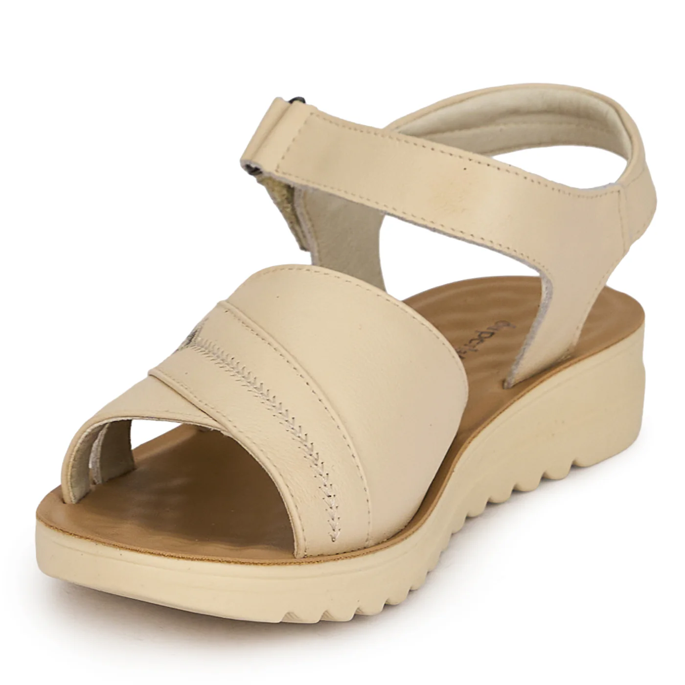 Sandale dama din piele naturala crem 19756 - Image 3