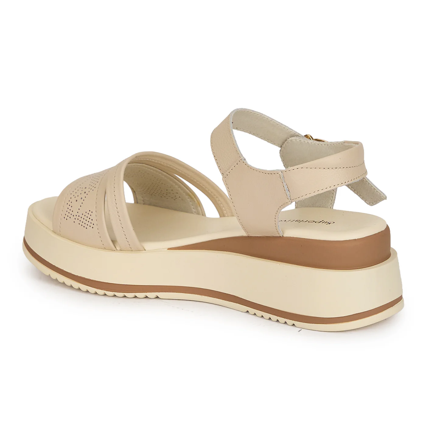 Sandale dama din piele naturala crem cu platforma 5 cm 19758 - Image 2